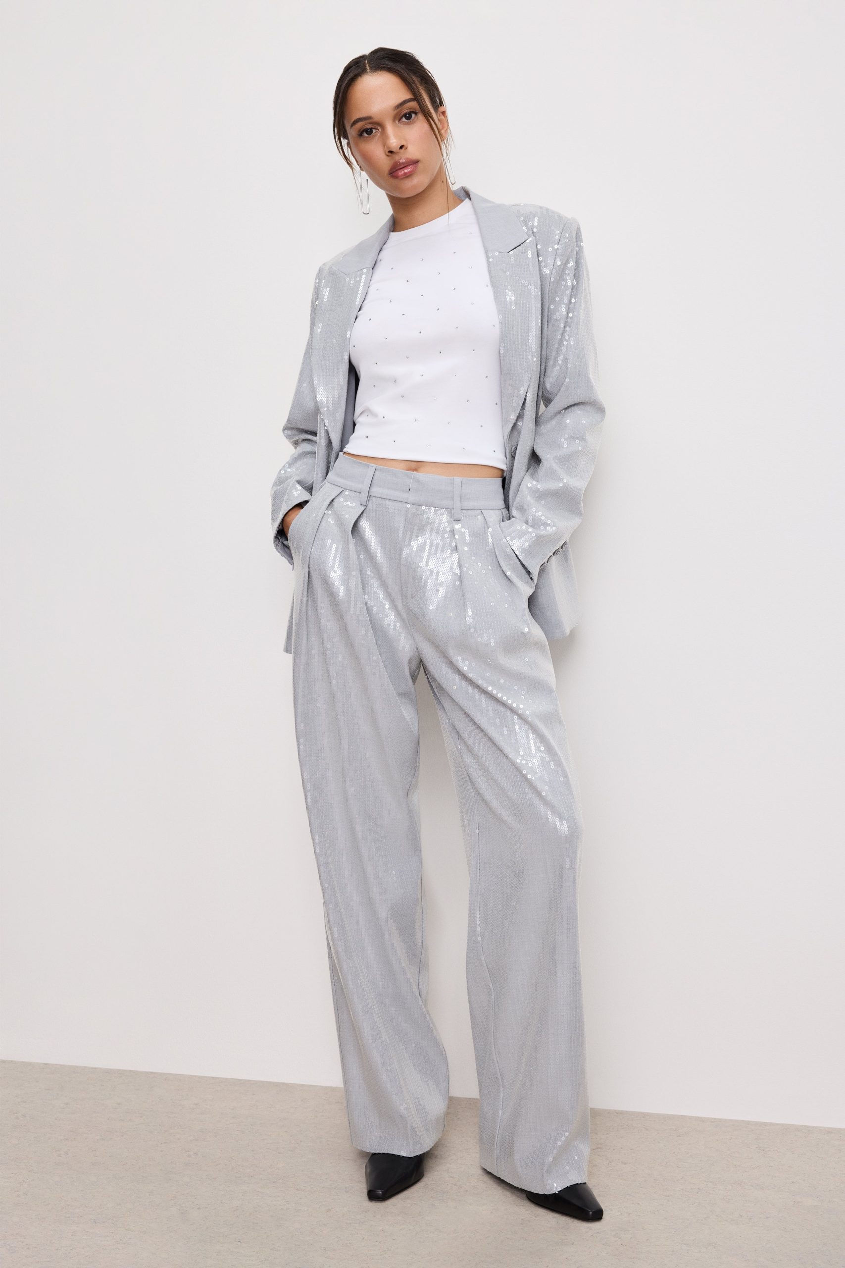 GOOD '90s SEQUIN TROUSERS | HEATHER GREY001 - Image 2
