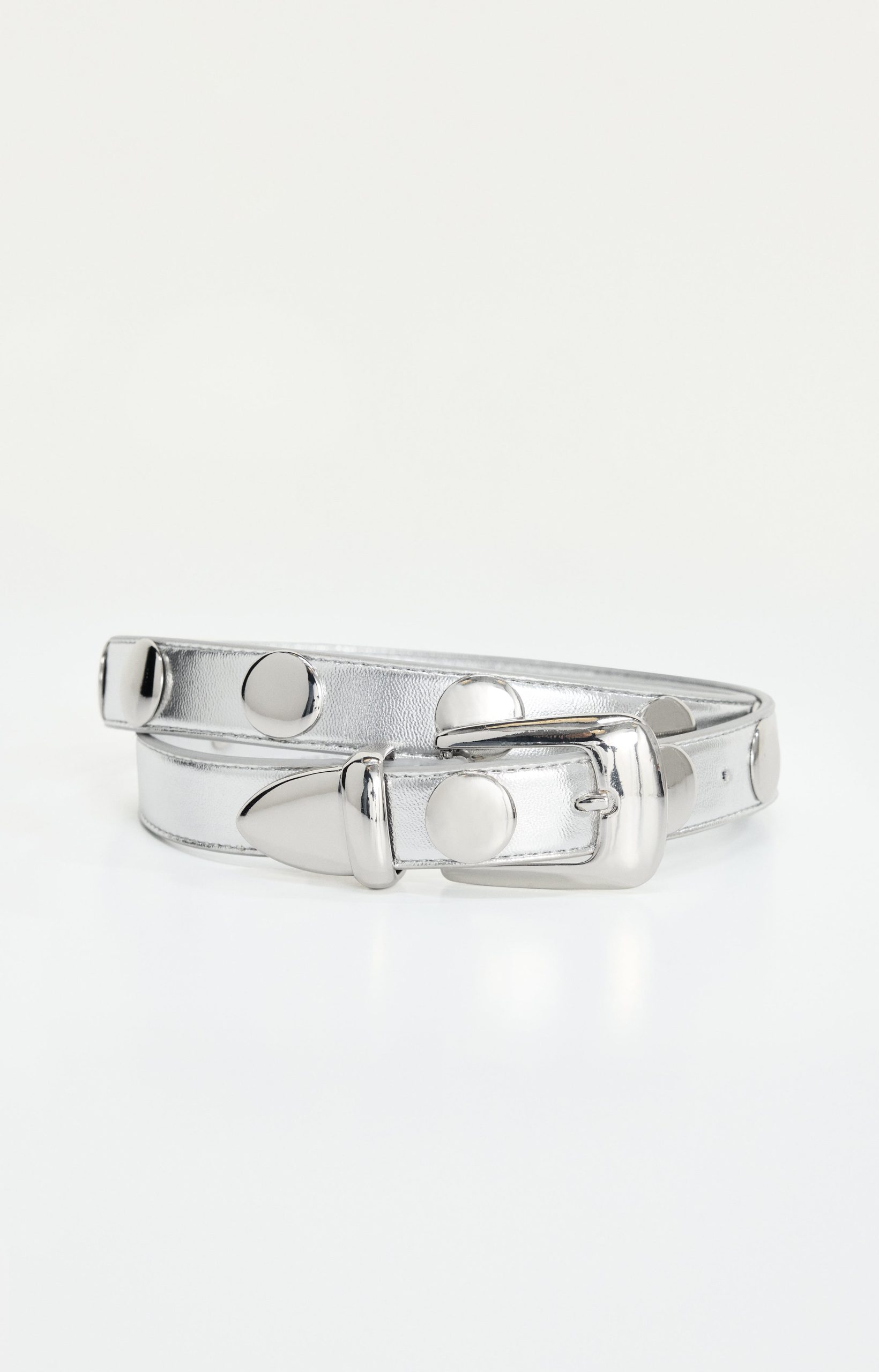 CLASSIC STUDDED SILVER BELT | CHROME004