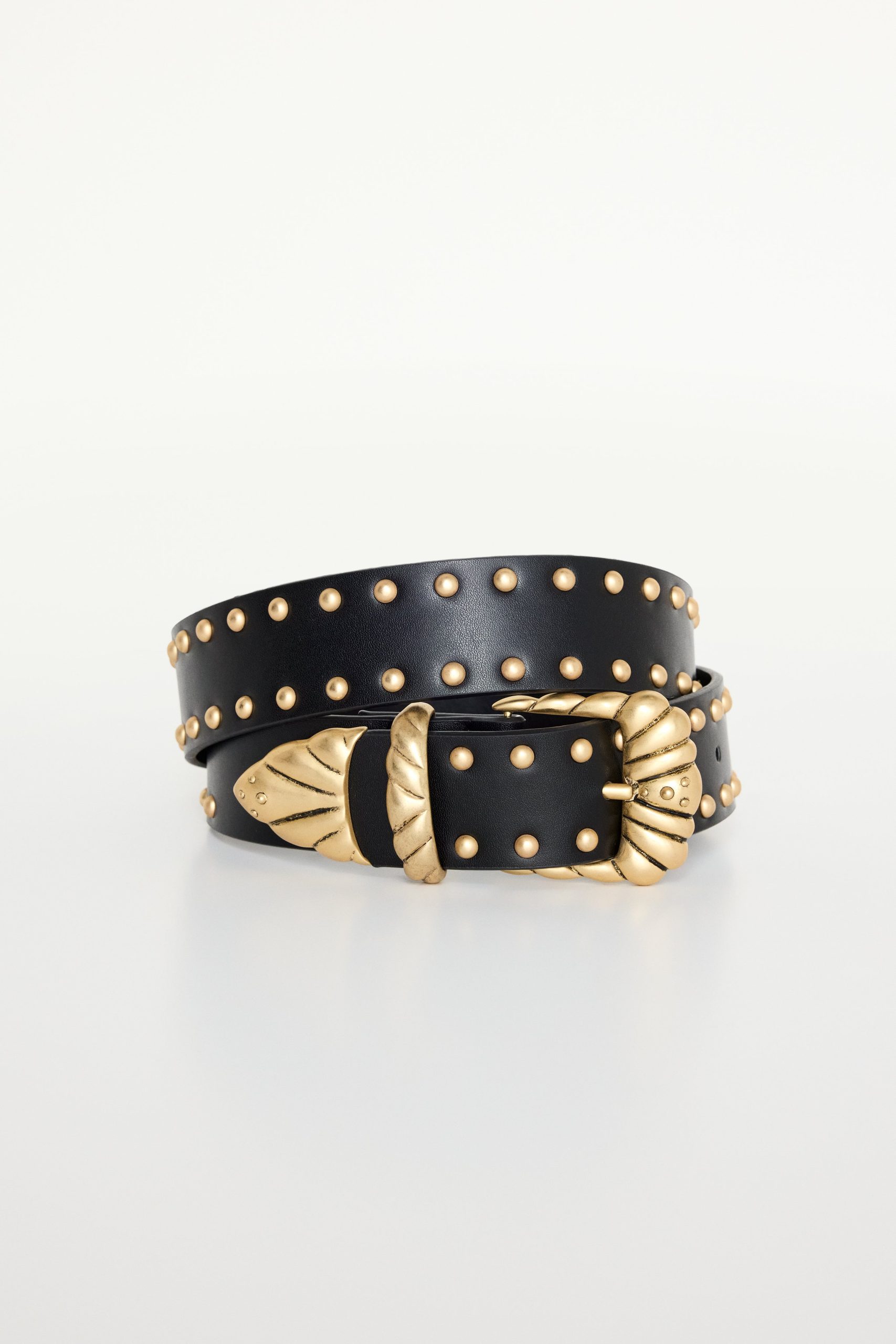 WIDE STUDDED WESTERN BELT | BLACK001
