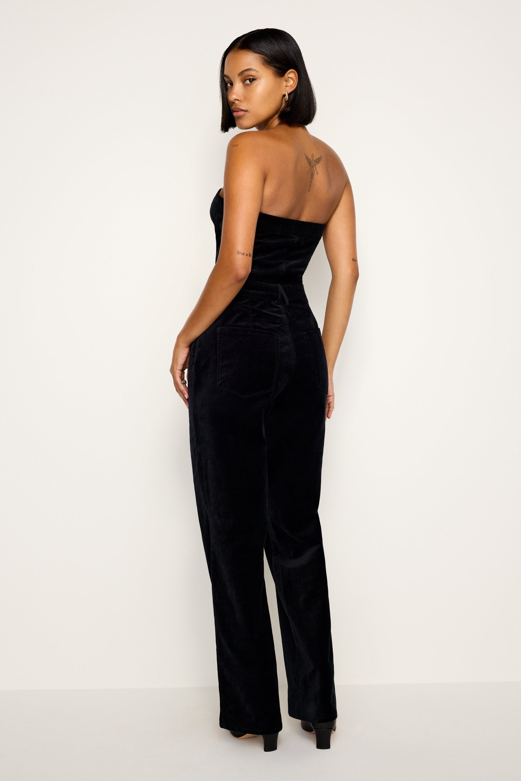 FIT FOR SUCCESS STRAPLESS VELVET JUMPSUIT | BLACK001 - Image 3