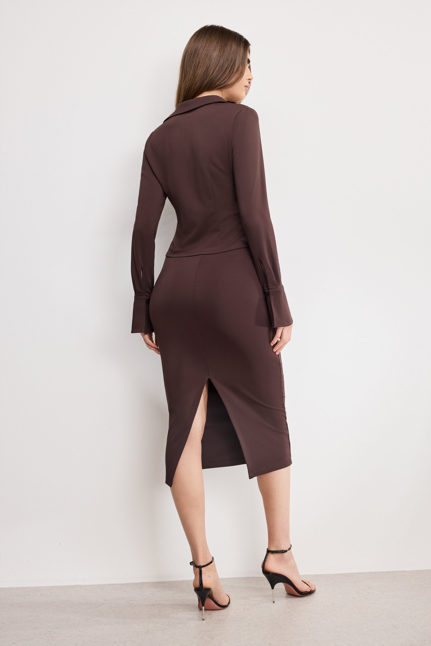MATTE JERSEY MIDI PENCIL SKIRT | BARK003 - Image 4