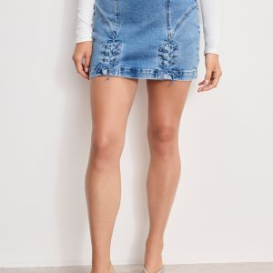 DOLLY LACE UP MINI SKIRT | INDIGO1090