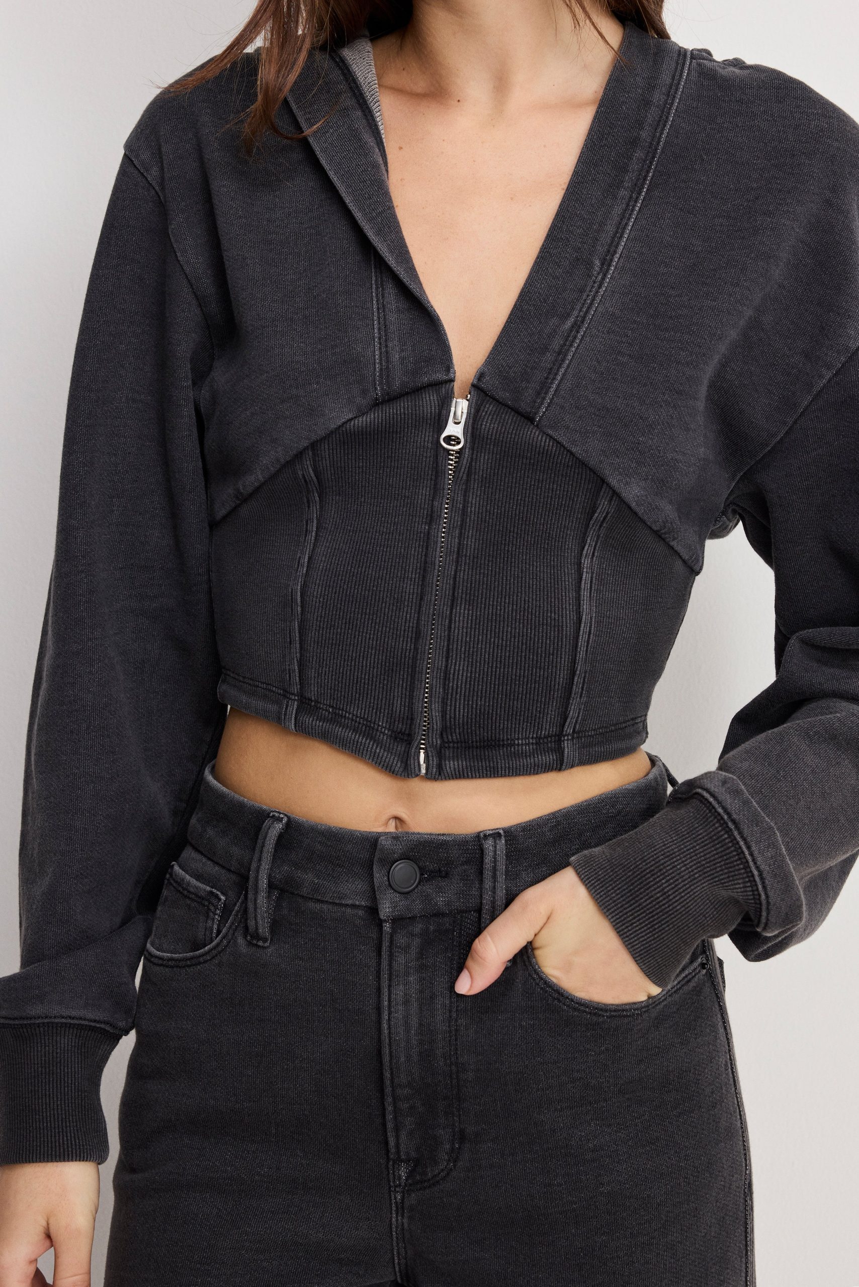 JEANIUS ZIP UP HOODIE | BLACK430 - Image 2