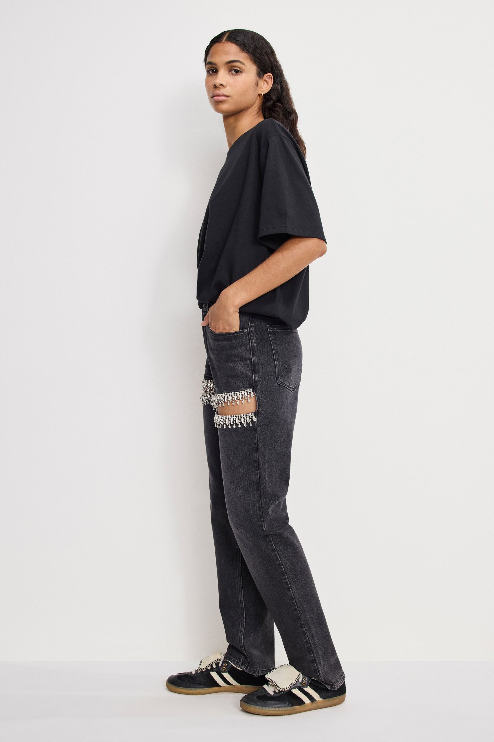 GOOD ICON STRAIGHT DIAMOND JEANS | BLACK376 - Image 2