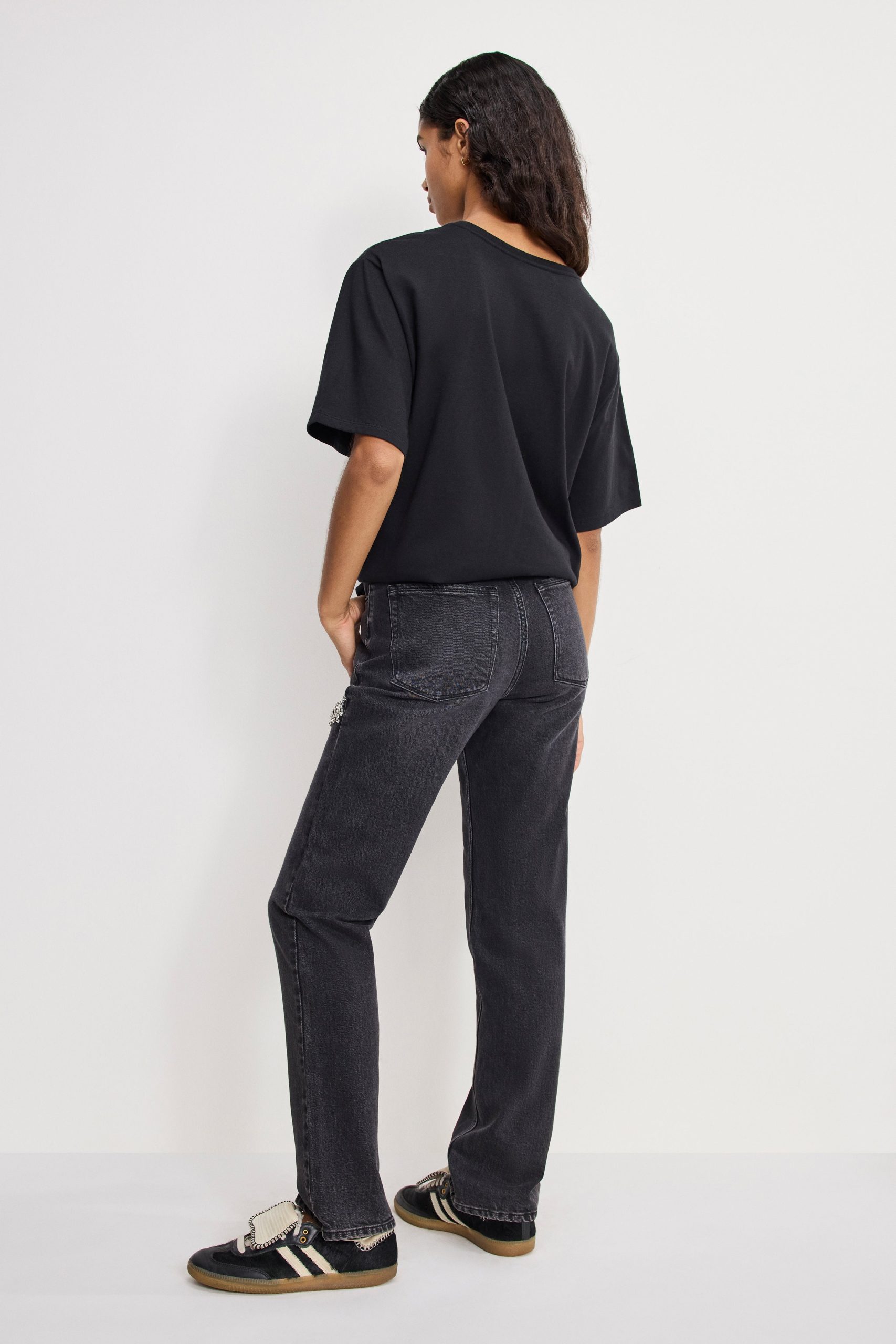GOOD ICON STRAIGHT DIAMOND JEANS | BLACK376 - Image 3