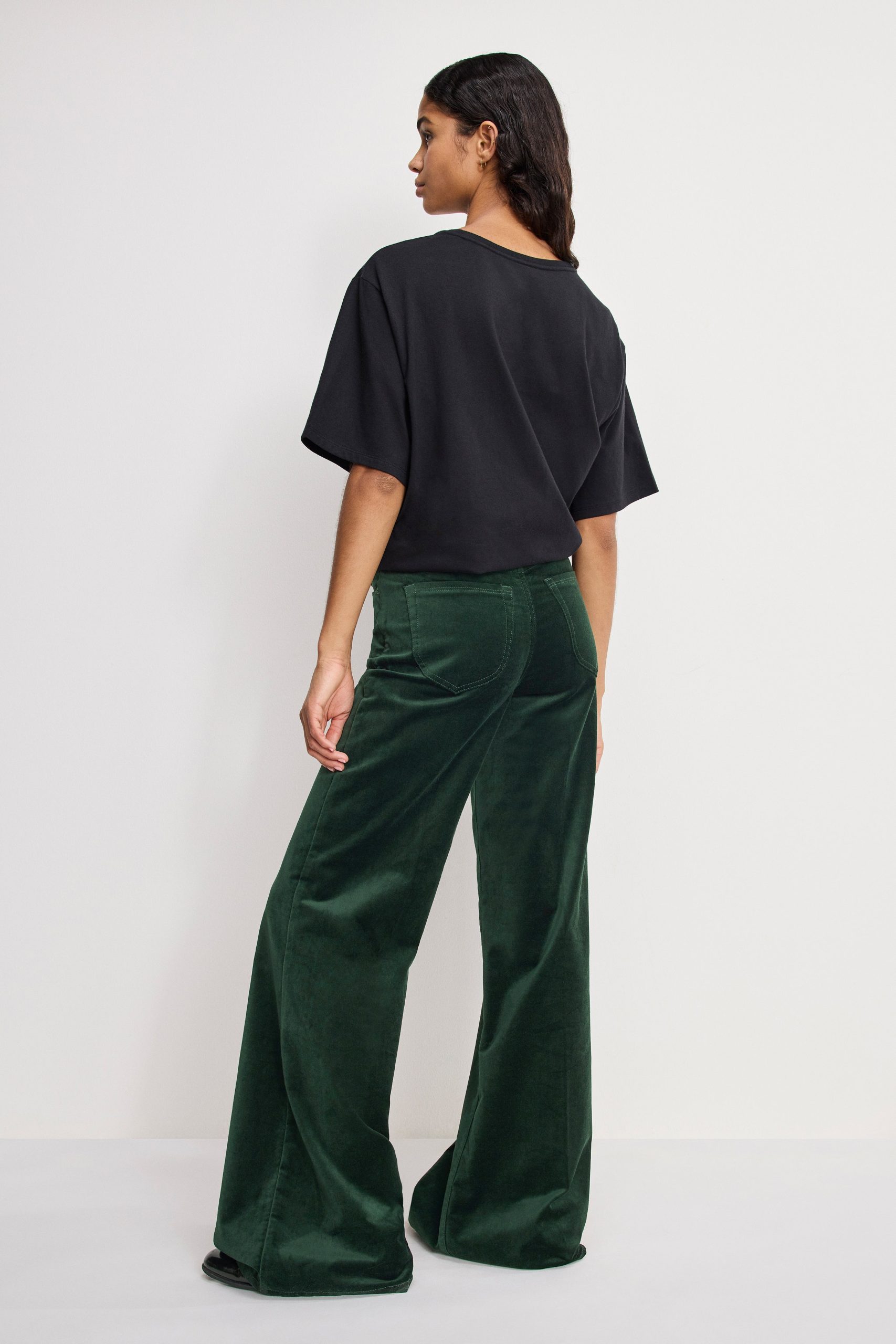 VELVET GOOD WAIST PALAZZO PANTS | PINE GREEN003 - Image 3