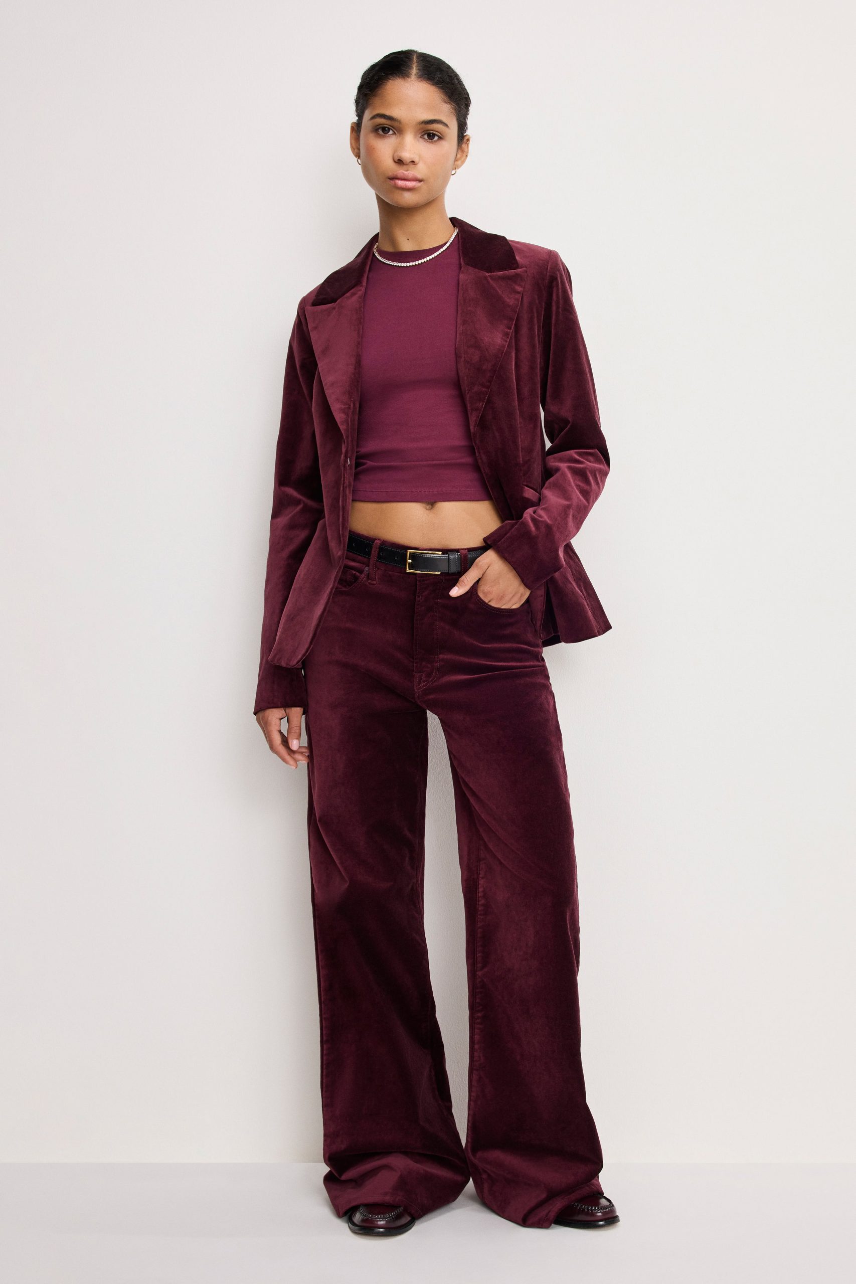 VELVET SCULPTED BLAZER | FIG007