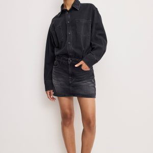 DENIM SHIRT DRESS | BLACK389
