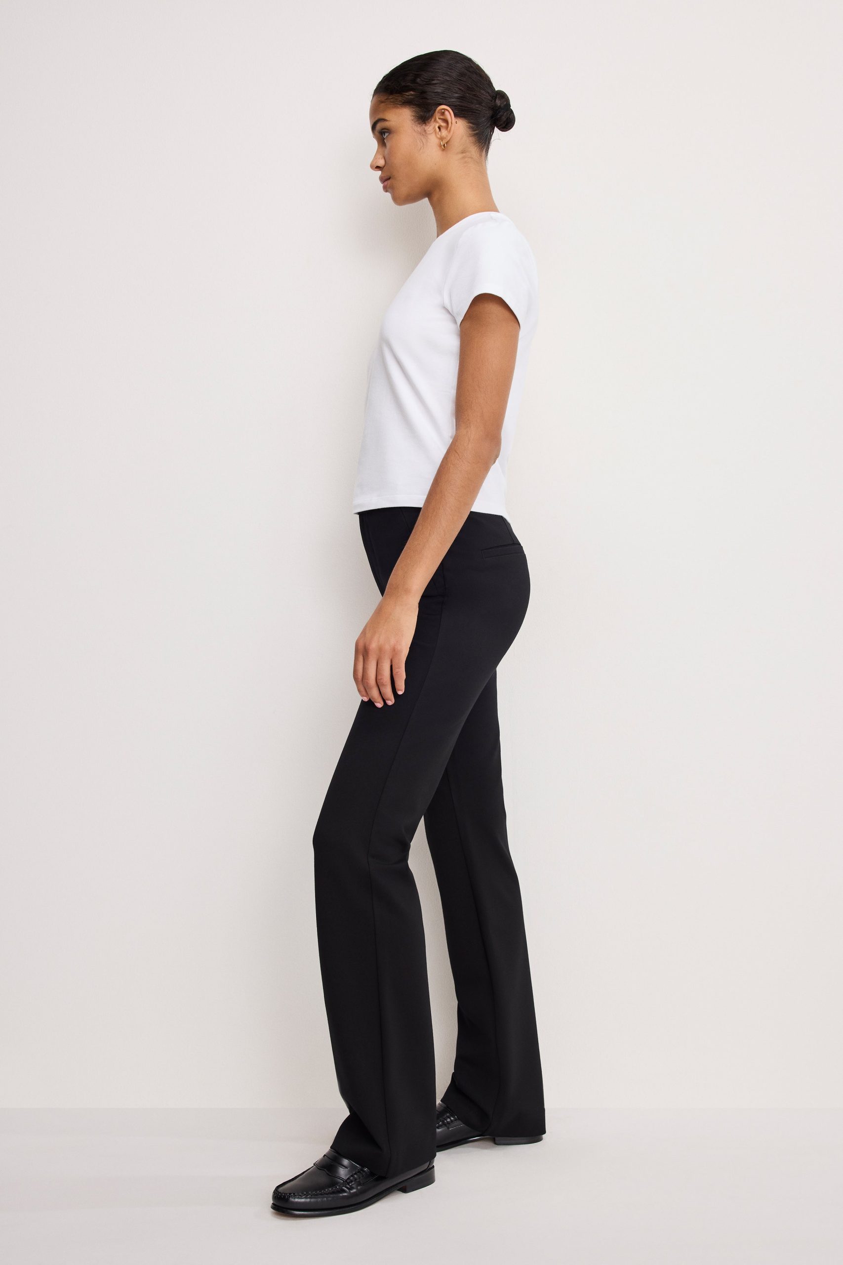 SOFT STRETCH PONTE STRAIGHT TROUSERS | BLACK001 - Image 2
