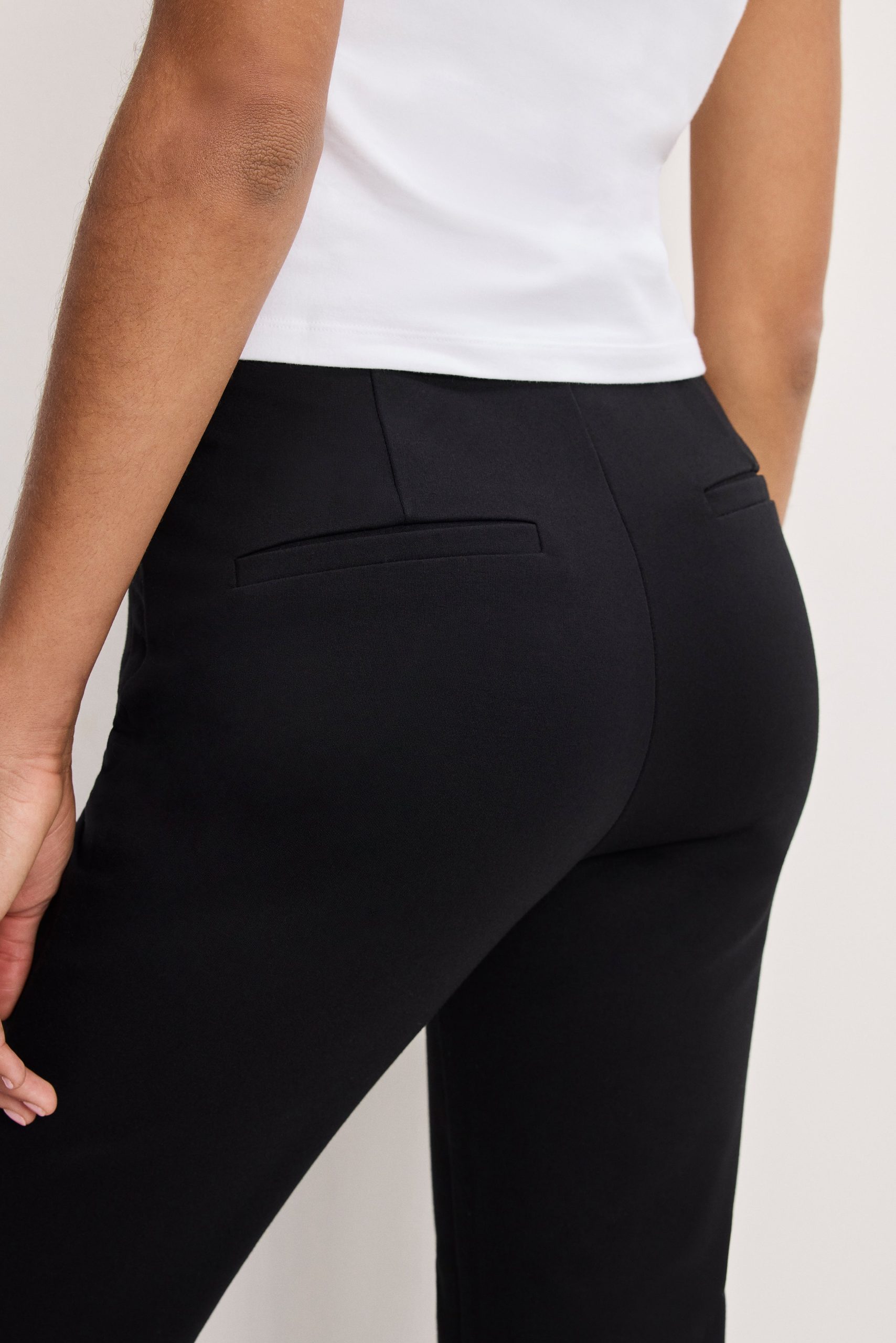 SOFT STRETCH PONTE STRAIGHT TROUSERS | BLACK001 - Image 5