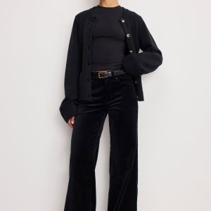 VELVET GOOD WAIST PALAZZO PANTS | BLACK001