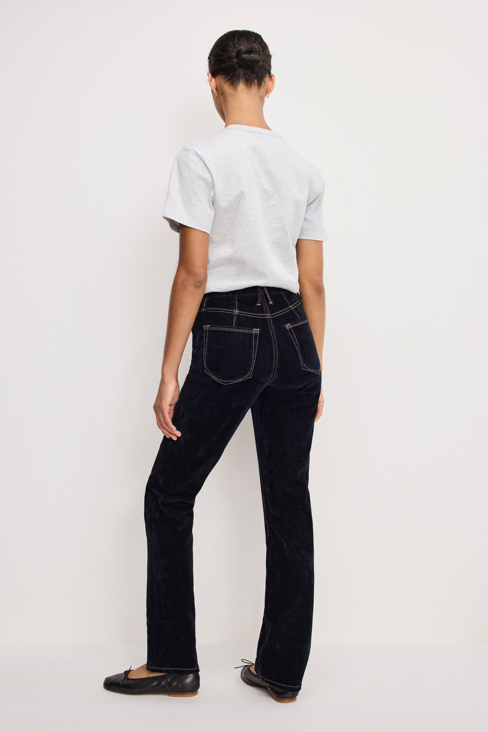 GOOD ICON STRAIGHT FLOCKED DENIM JEANS | INDIGO939 - Image 3