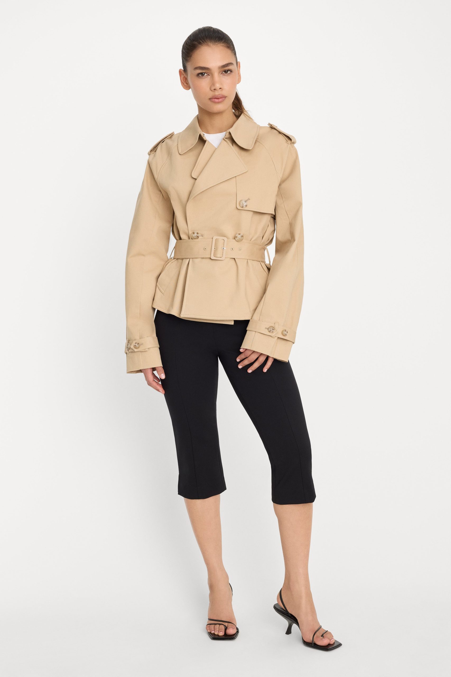 THE CROPPED TRENCH JACKET | SANDY FAWN - Image 3