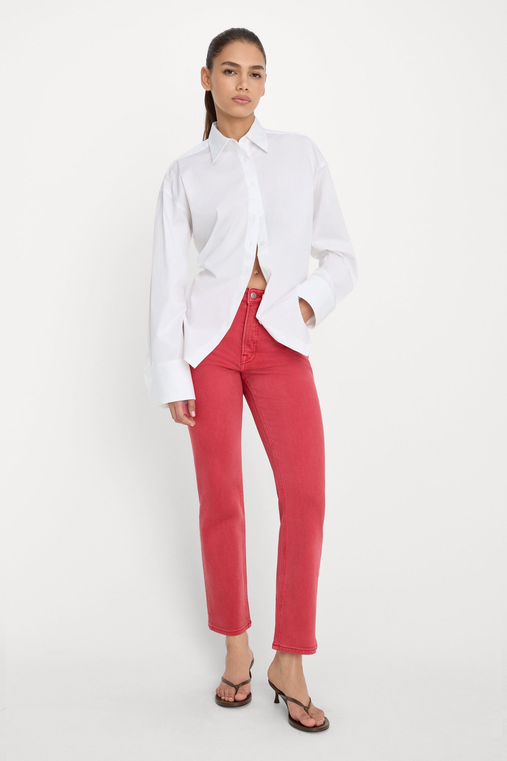 GOOD ICON ANKLE JEANS | CHERRY RED