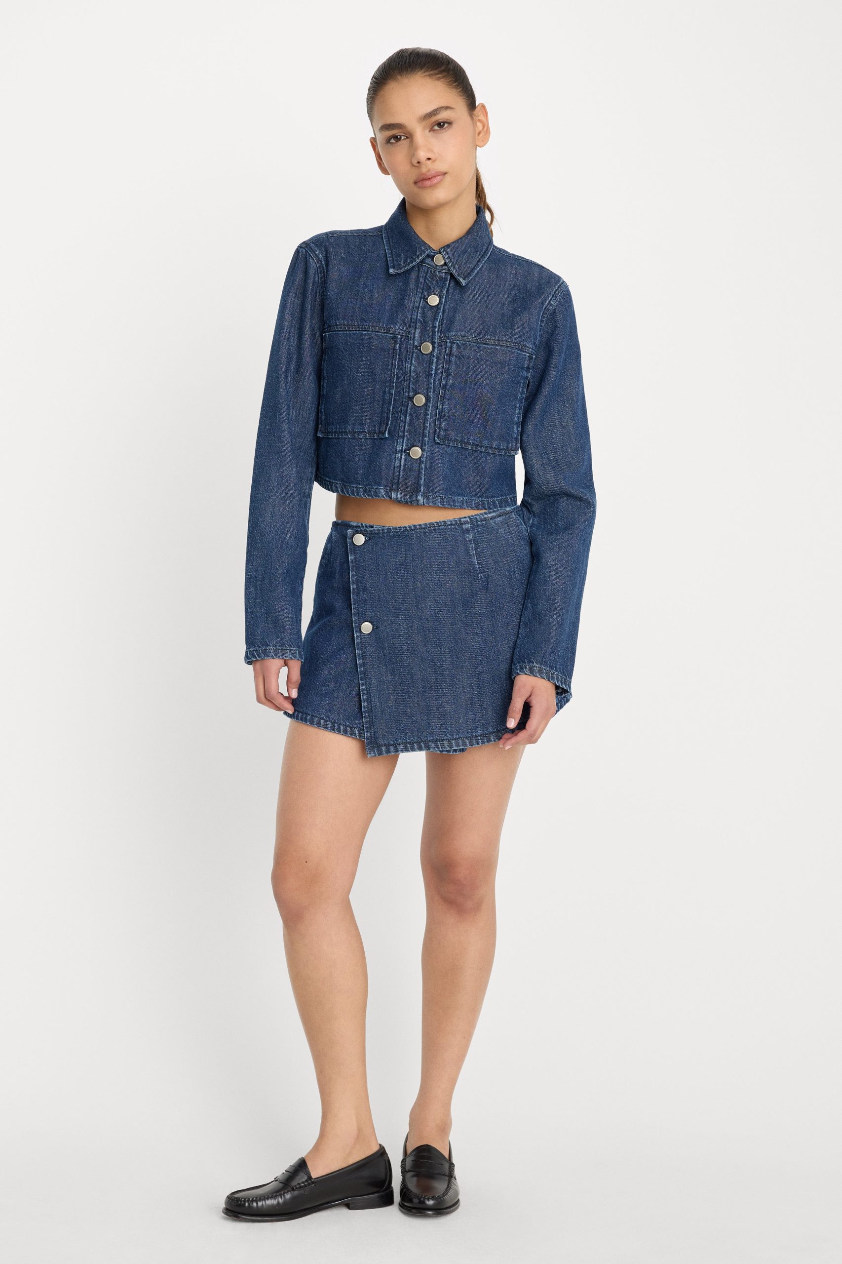 DENIM CROPPED JACKET | INDIGO1187 - Image 3