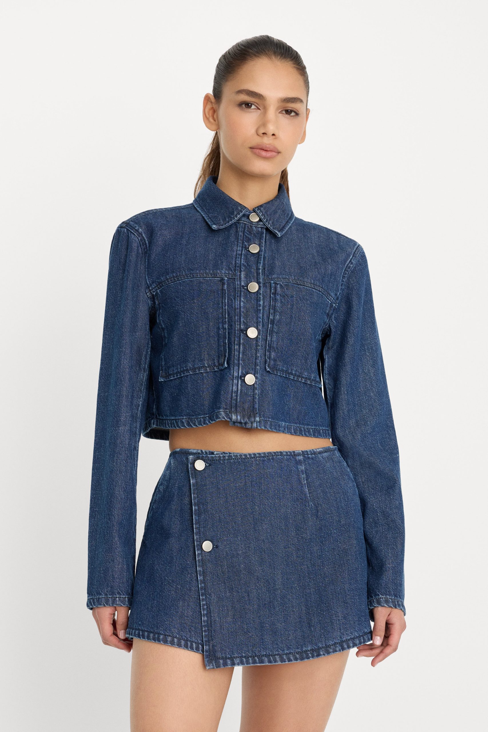 DENIM CROPPED JACKET | INDIGO1187 - Image 2
