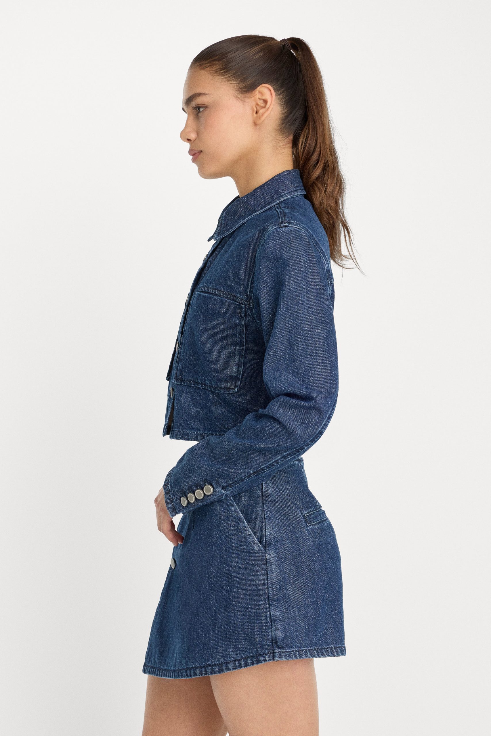 DENIM CROPPED JACKET | INDIGO1187 - Image 4