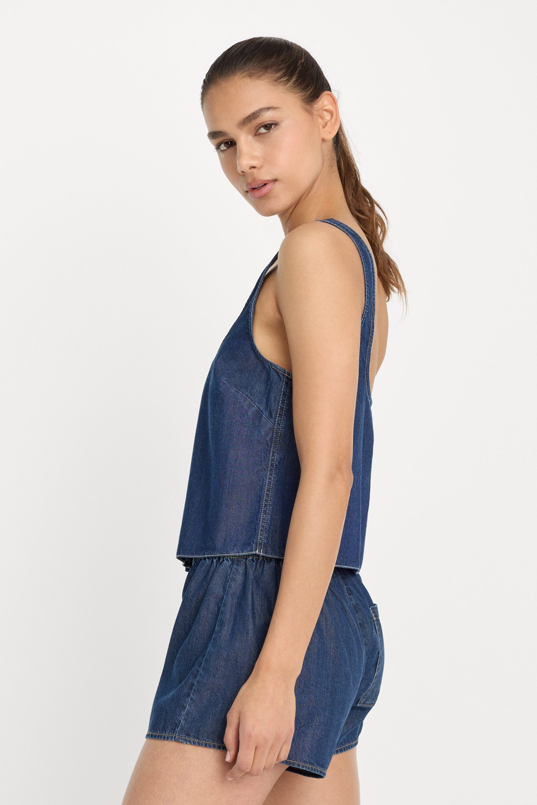 DENIM BUTTON FRONT TANK | INDIGO1187 - Image 4