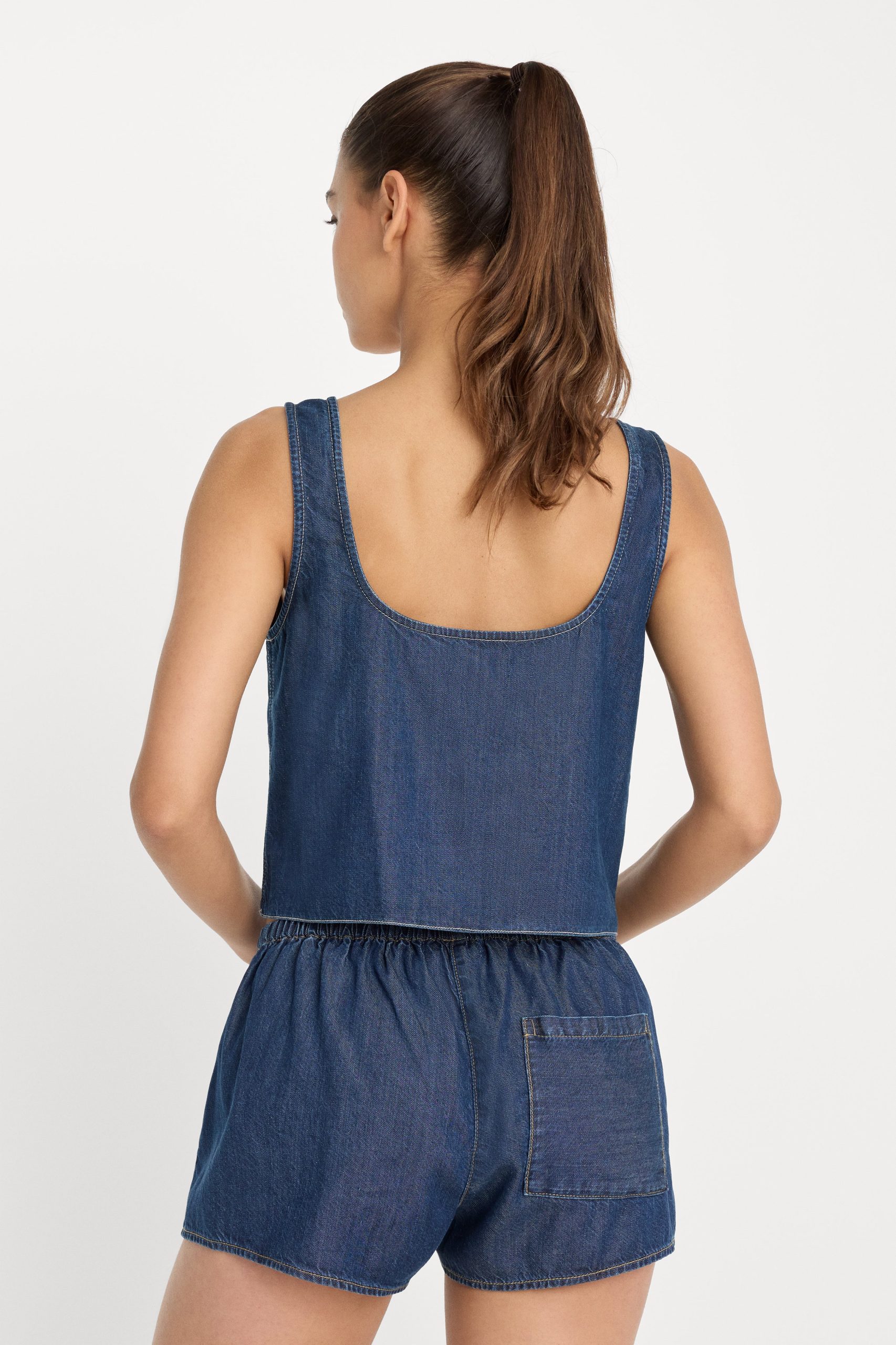 DENIM BUTTON FRONT TANK | INDIGO1187 - Image 5