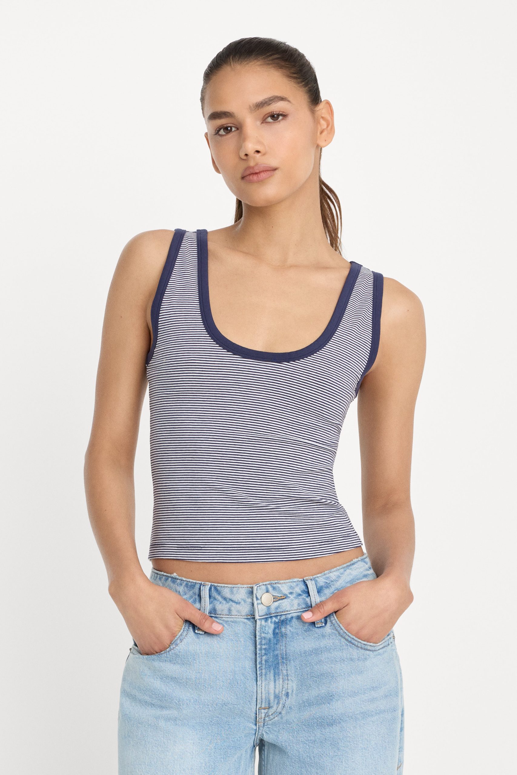 SUPER STRETCH RINGER TANK | HORIZON STRIPE