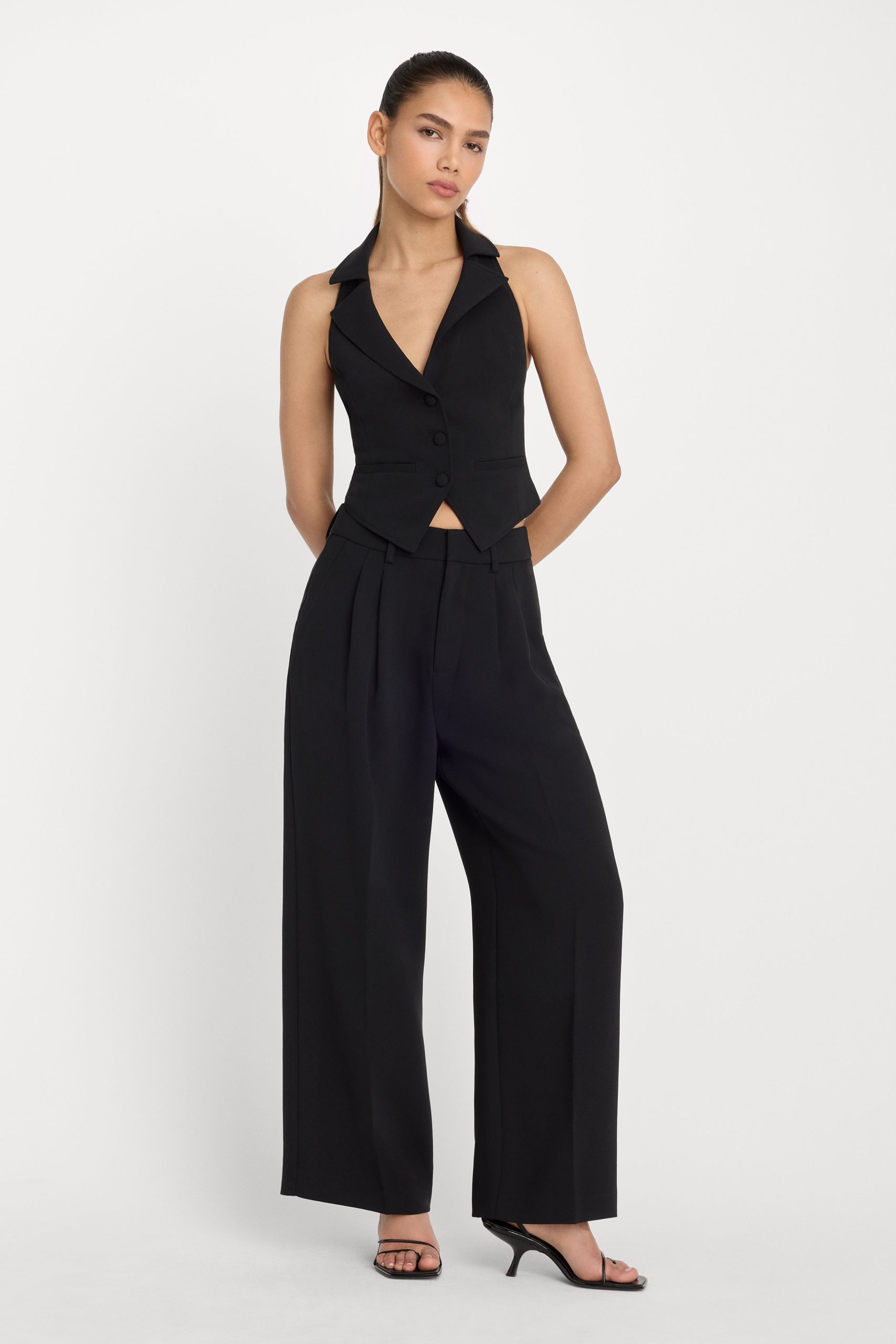 LUXE SUITING HALTER VEST | BLACK001 - Image 3