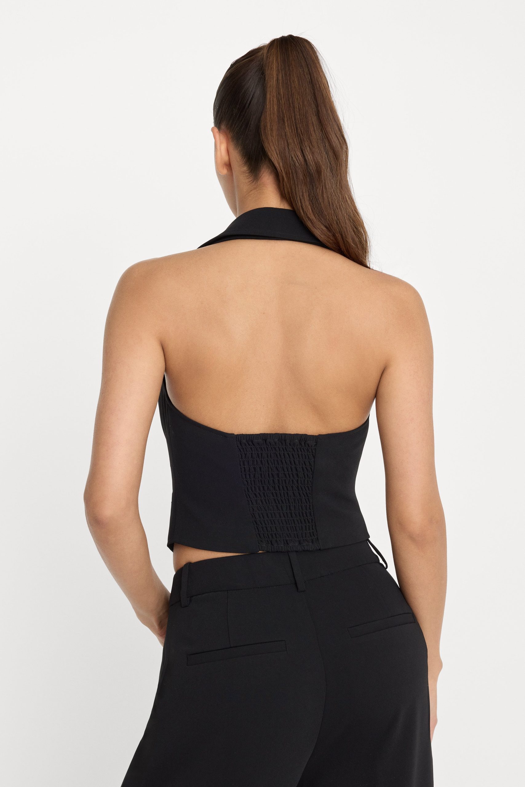 LUXE SUITING HALTER VEST | BLACK001 - Image 4