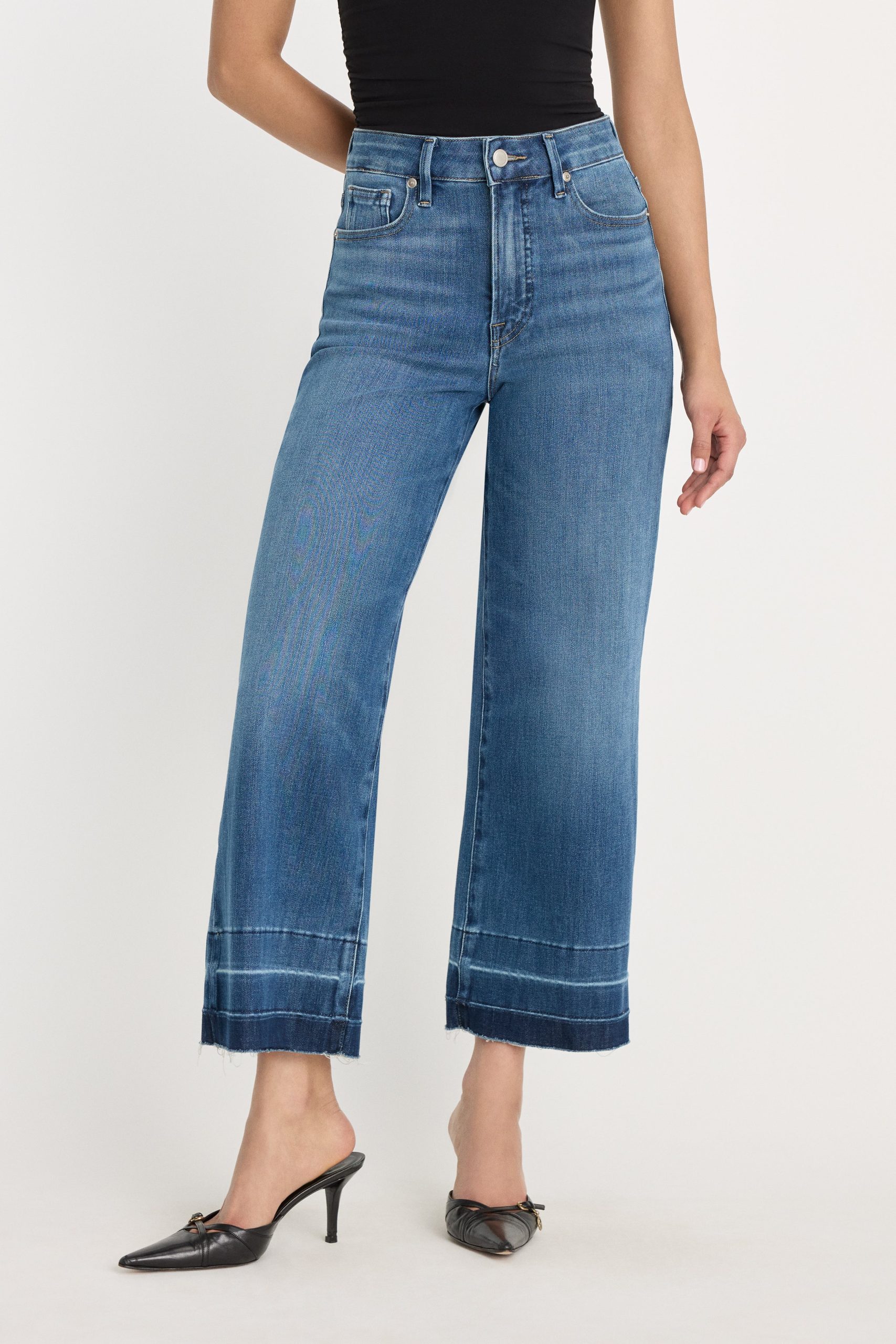 SOFT TECH GOOD WAIST PALAZZO CROPPED JEANS | INDIGO1213 - Image 2