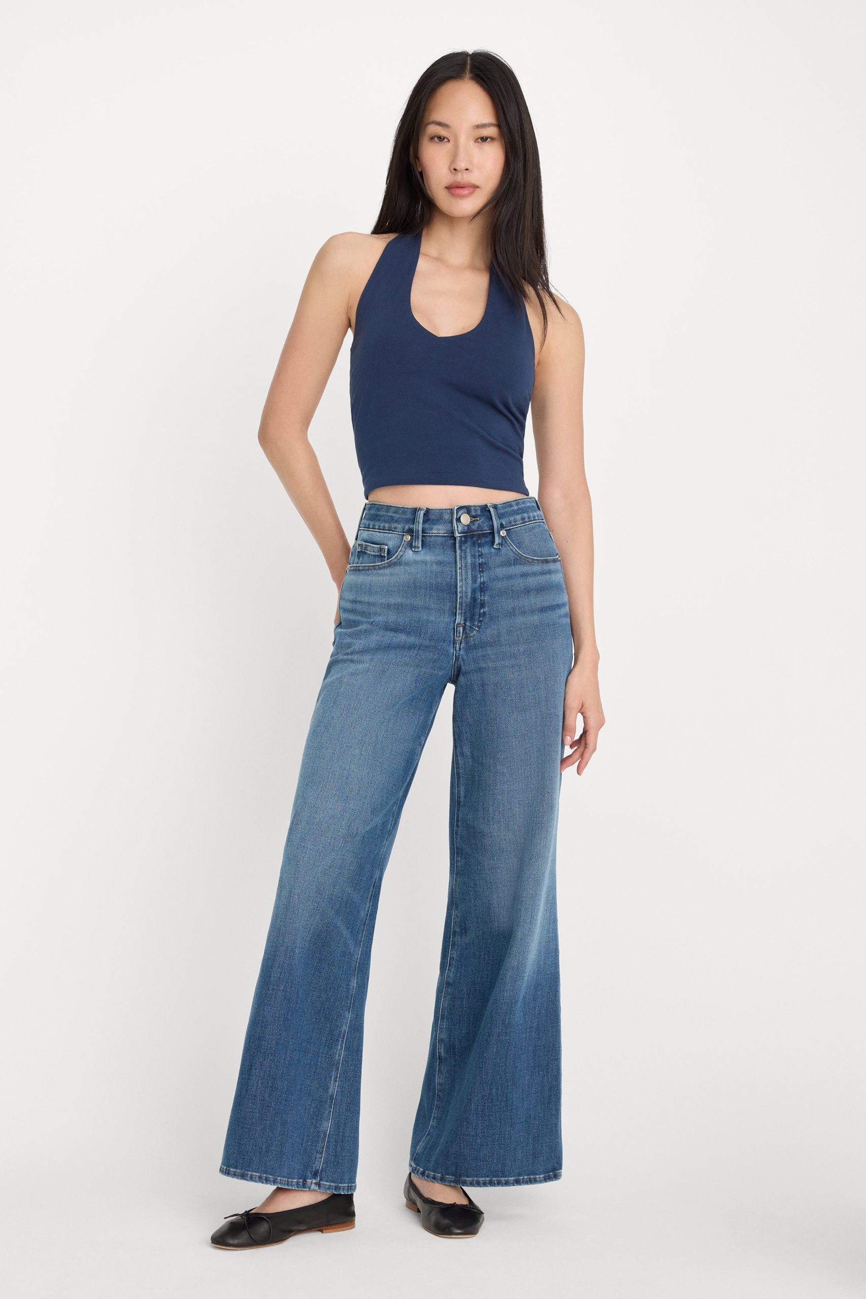 SOFT TECH GOOD WAIST PALAZZO ANKLE JEANS | INDIGO1281
