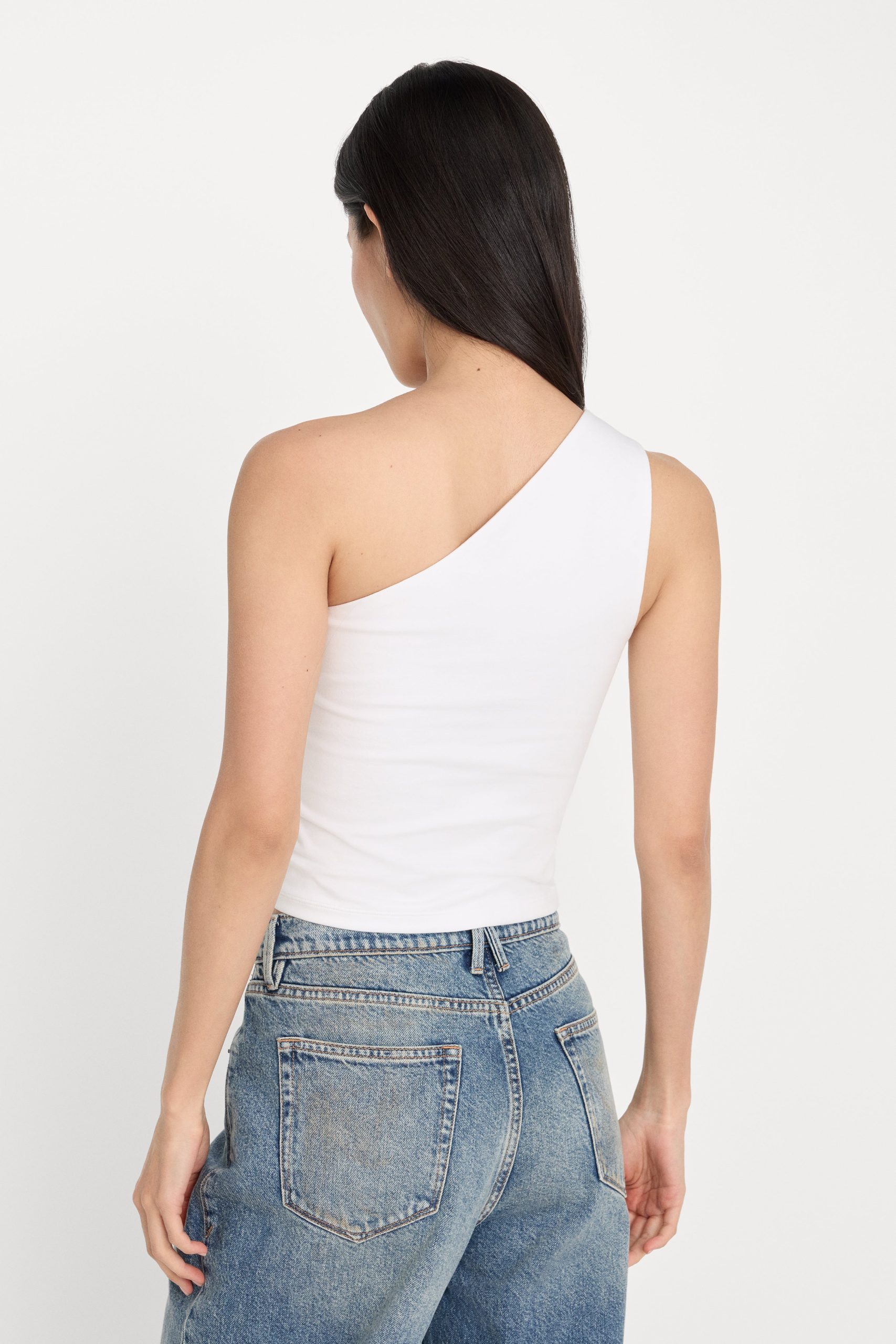 SUPER STRETCH ONE SHOULDER TANK | WHITE001 - Image 2