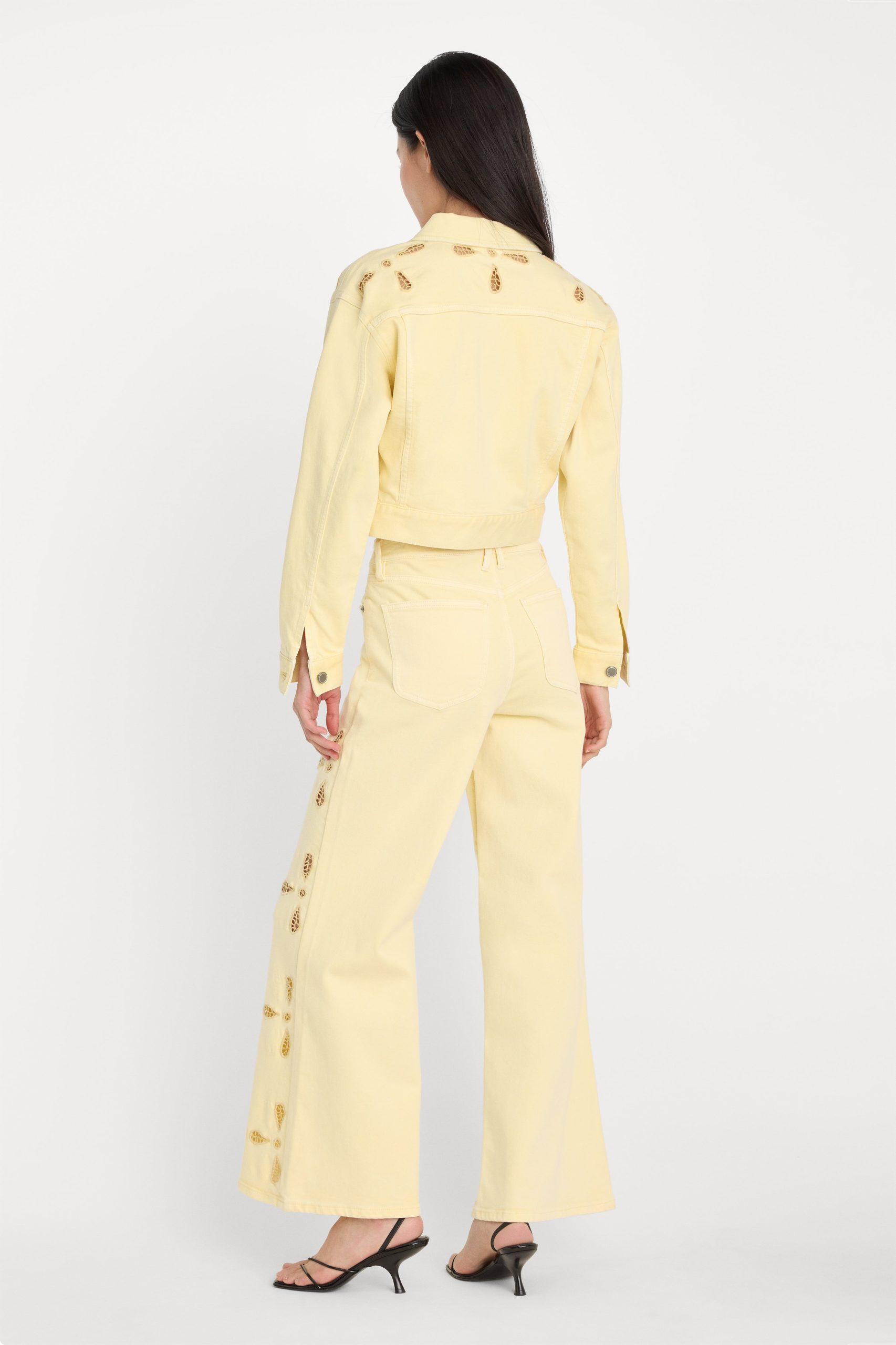 GOOD WAIST PALAZZO ANKLE EMBROIDERED JEANS | ANISE YELLOW - Image 5