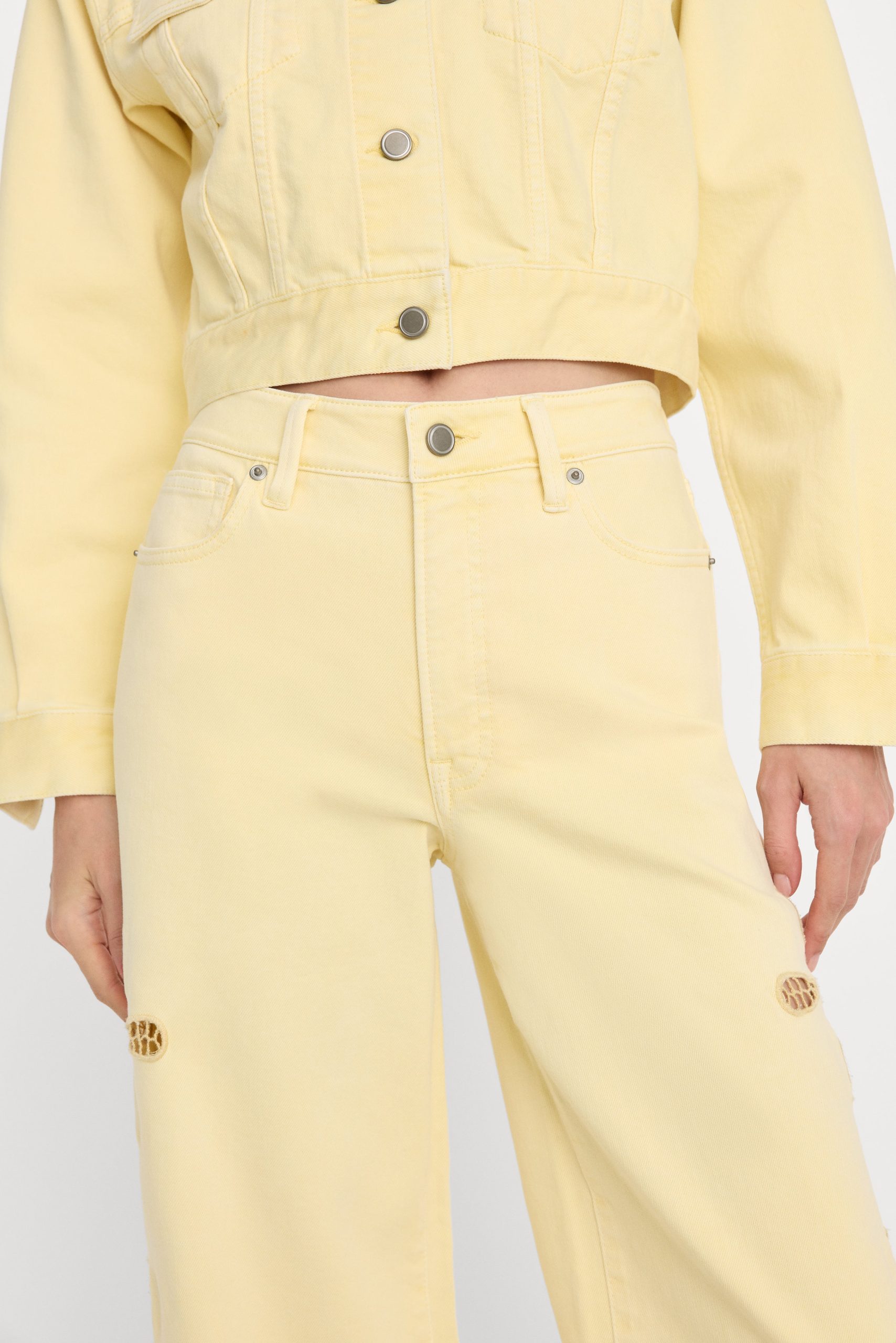 GOOD WAIST PALAZZO ANKLE EMBROIDERED JEANS | ANISE YELLOW - Image 6
