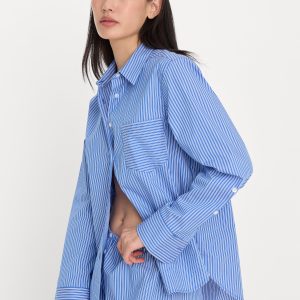 POPLIN CLASSIC BOXY SHIRT | BLUE & WHITE STRIPE