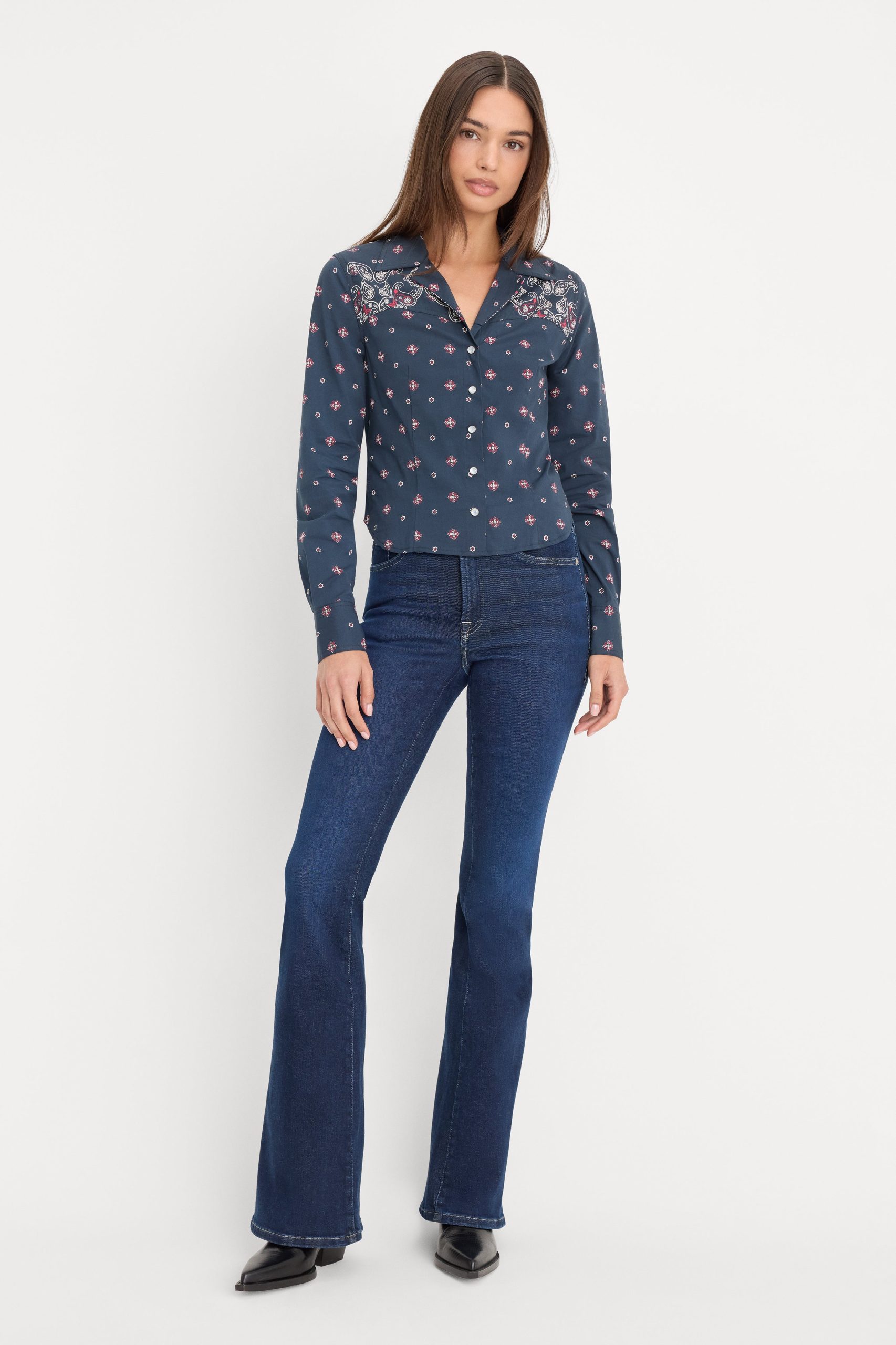 DOLLY TAILORED POPLIN SHIRT | NEW NAVY BANDANA PRINT - Image 6