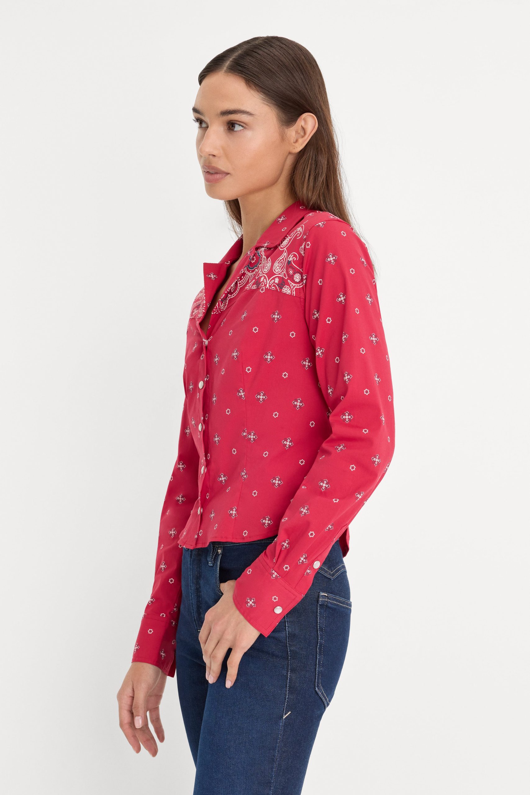 DOLLY TAILORED POPLIN SHIRT | FLARE BANDANA PRINT - Image 3