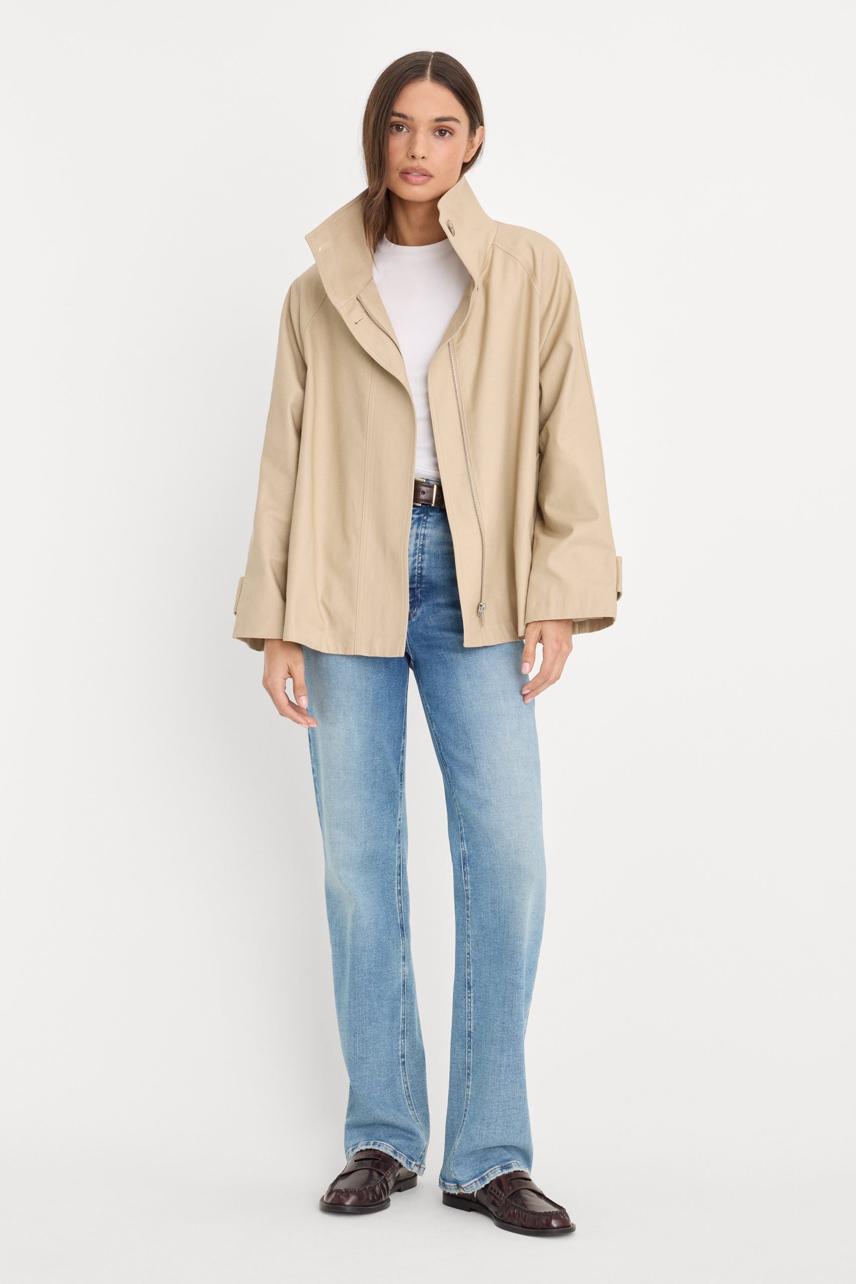 THE FUNNEL NECK TRENCH | LIGHT TAUPE - Image 4