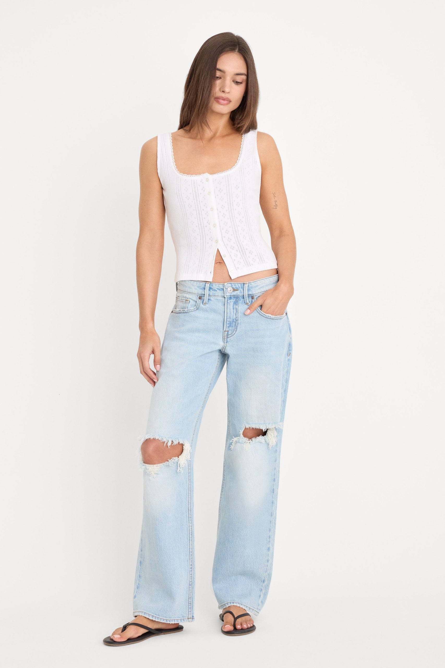 THE POINTELLE BUTTON DOWN TANK | WHITE001 - Image 5