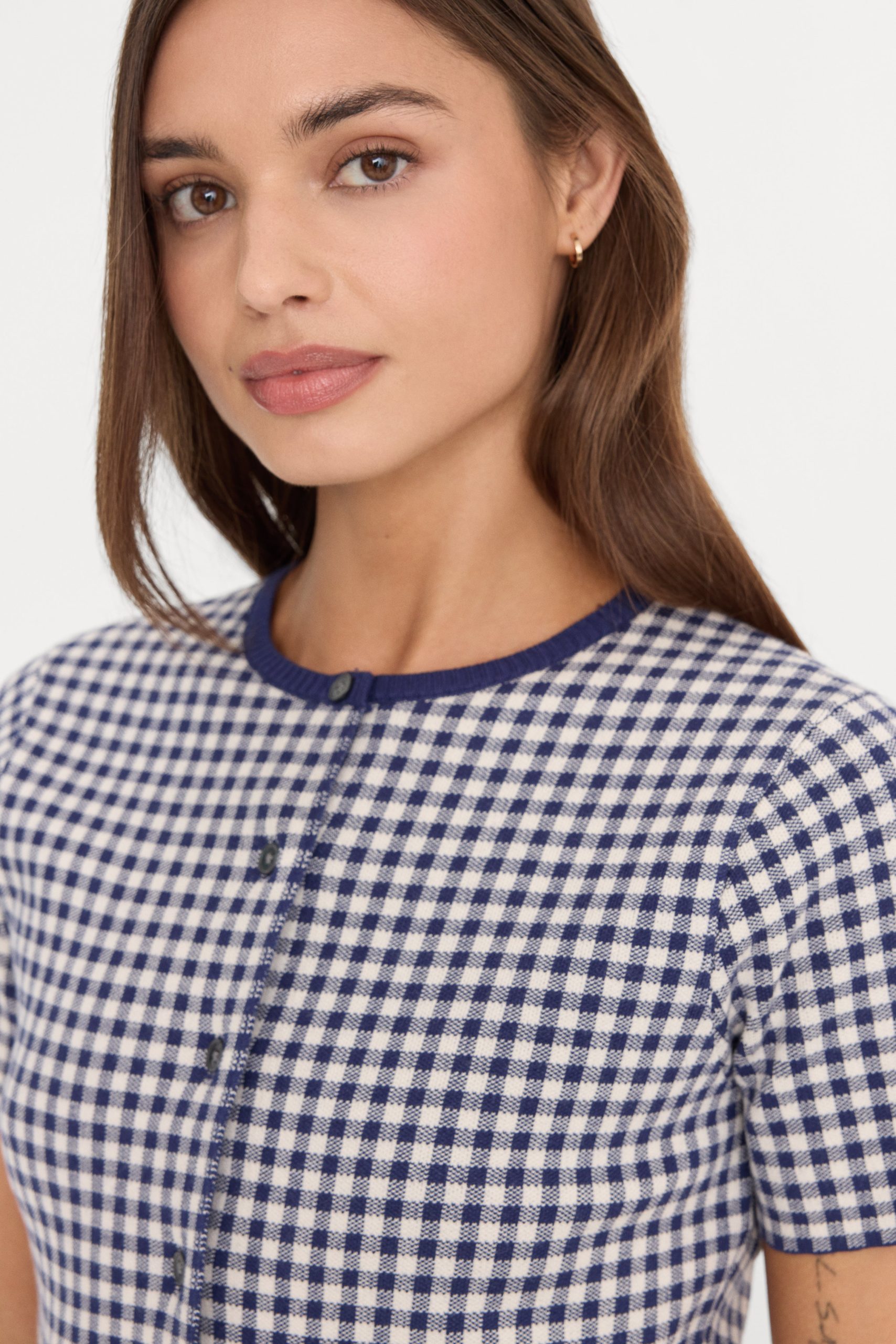 THE KEEPSAKE CARDIGAN | NAVY GINGHAM - Image 2