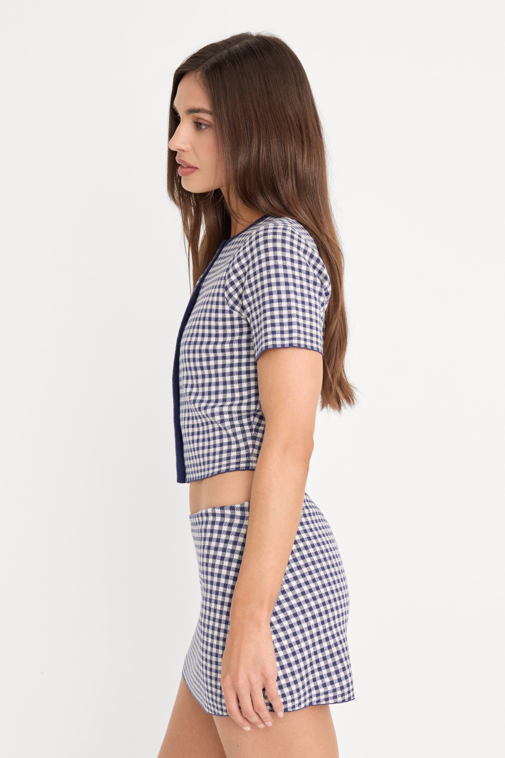 THE KEEPSAKE CARDIGAN | NAVY GINGHAM - Image 3