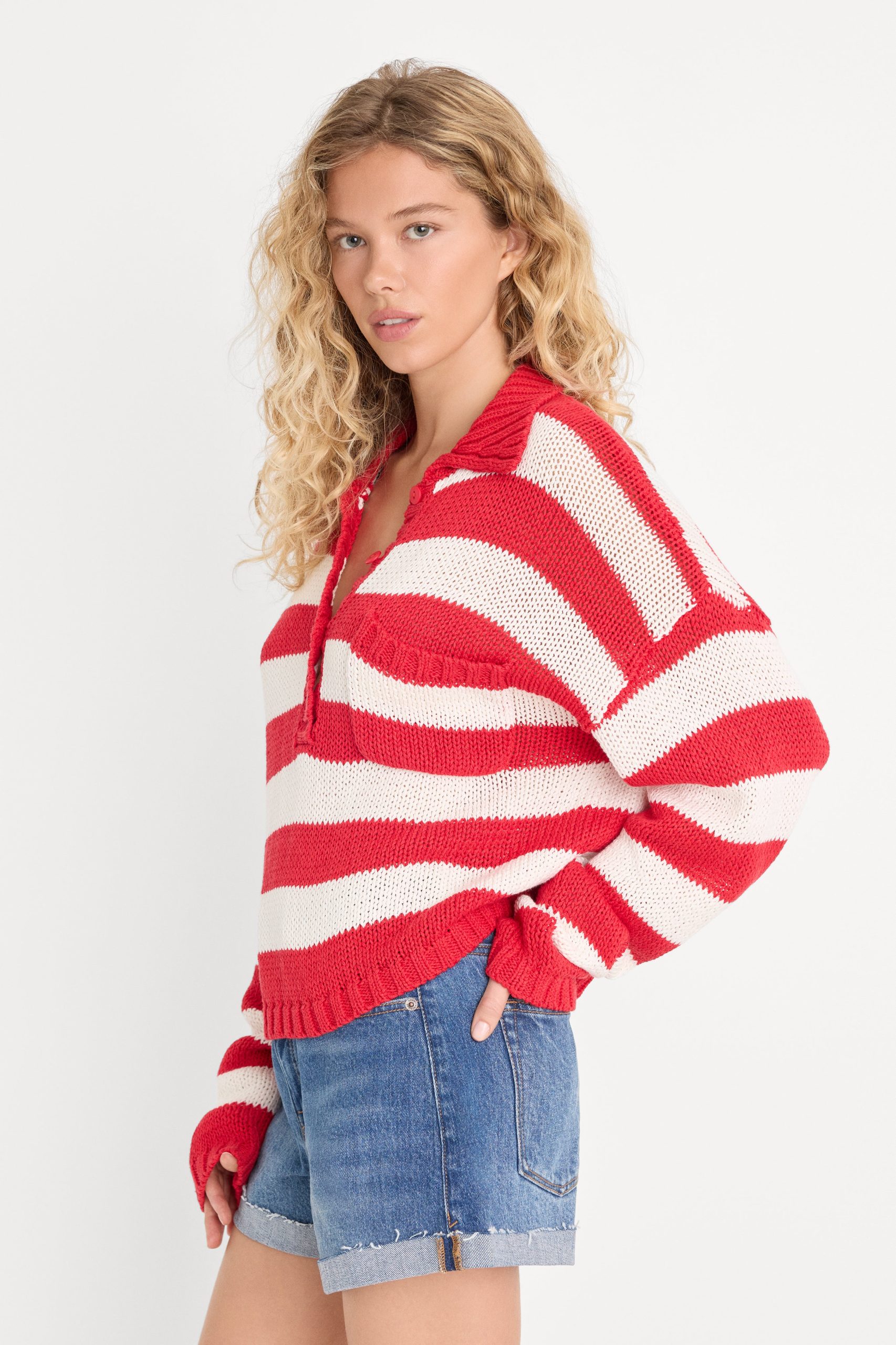 THE HARBOR SWEATER | POP RED STRIPE - Image 2