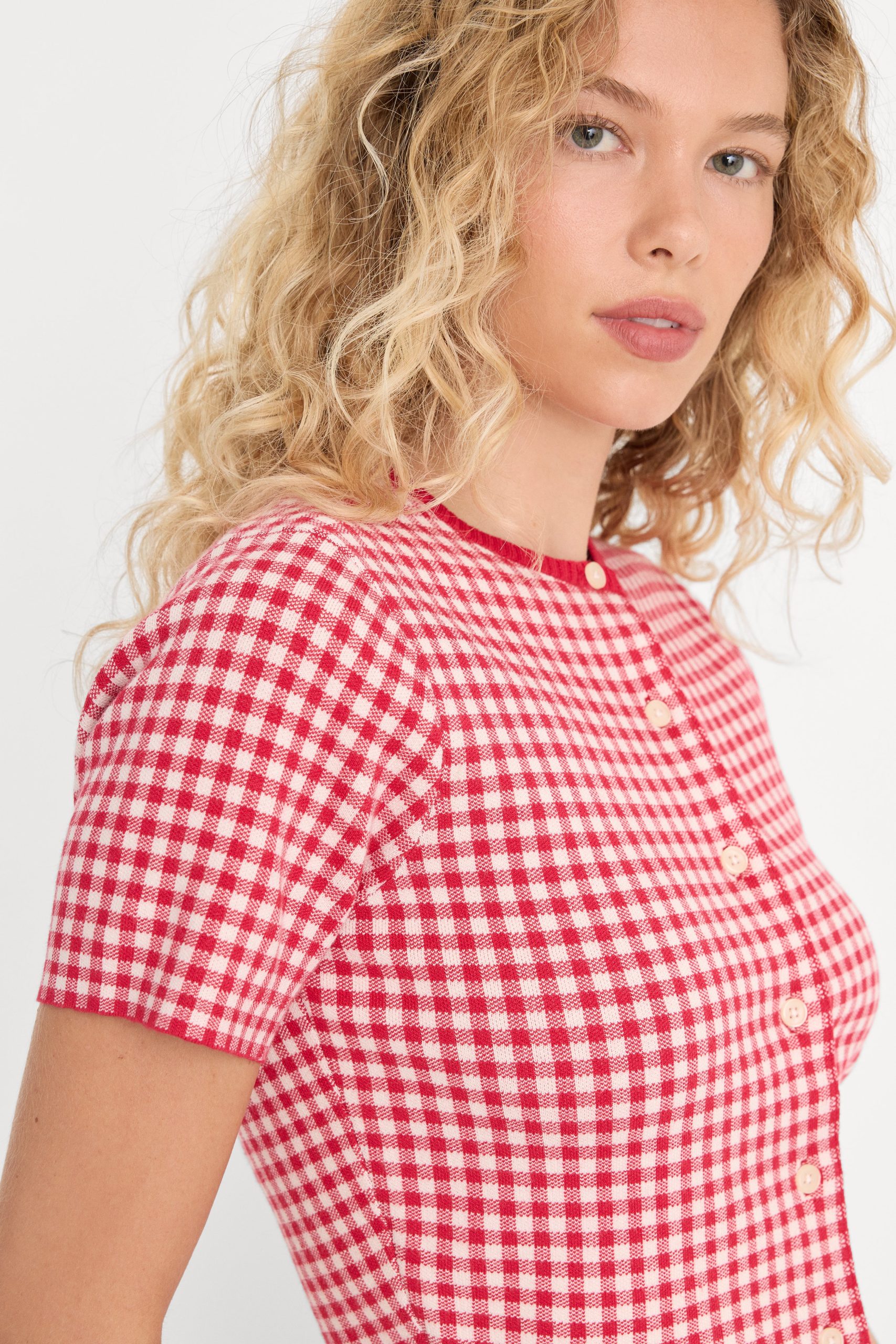 THE KEEPSAKE CARDIGAN | CHERRY GINGHAM - Image 4