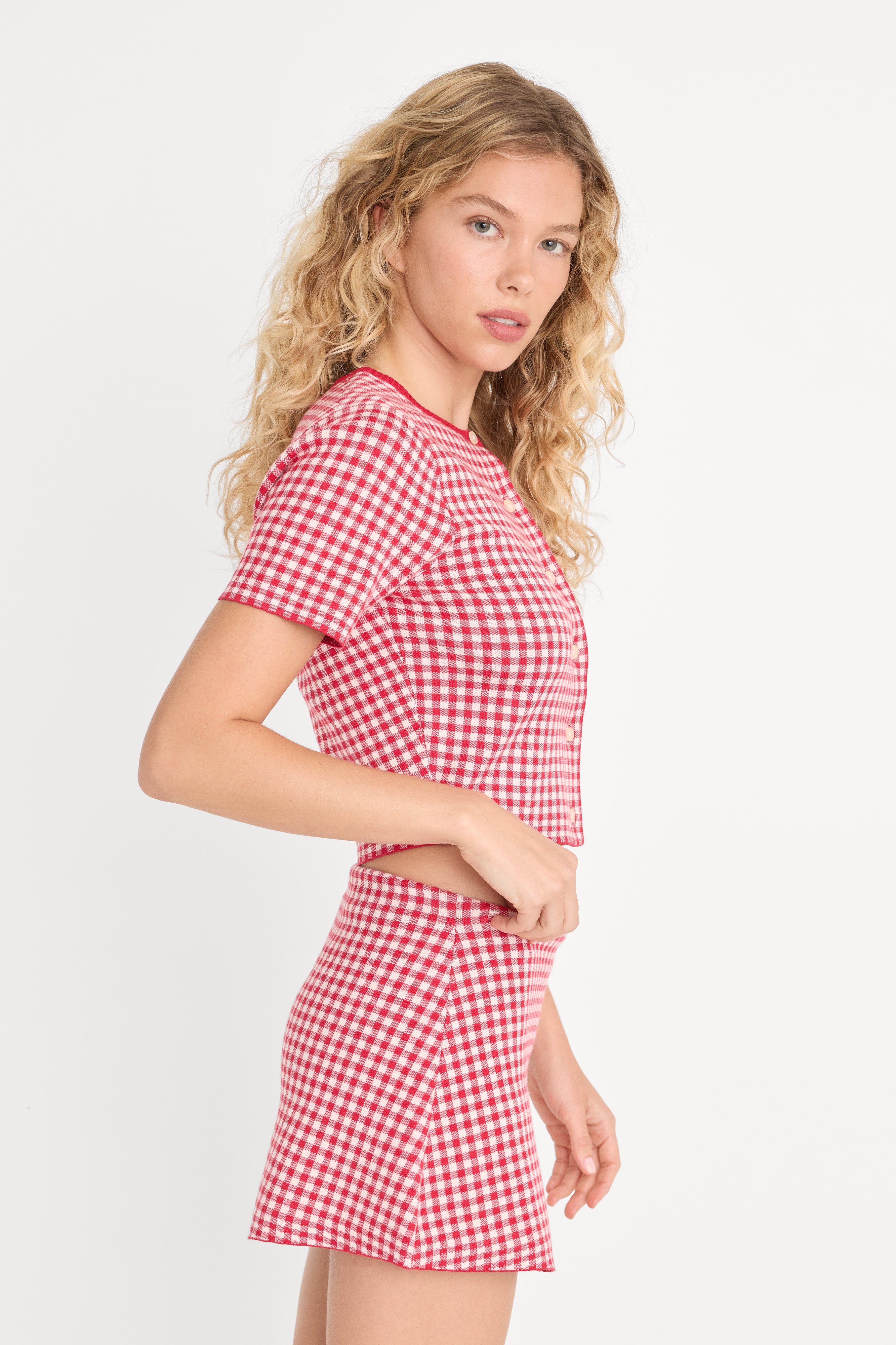 THE KEEPSAKE CARDIGAN | CHERRY GINGHAM - Image 2