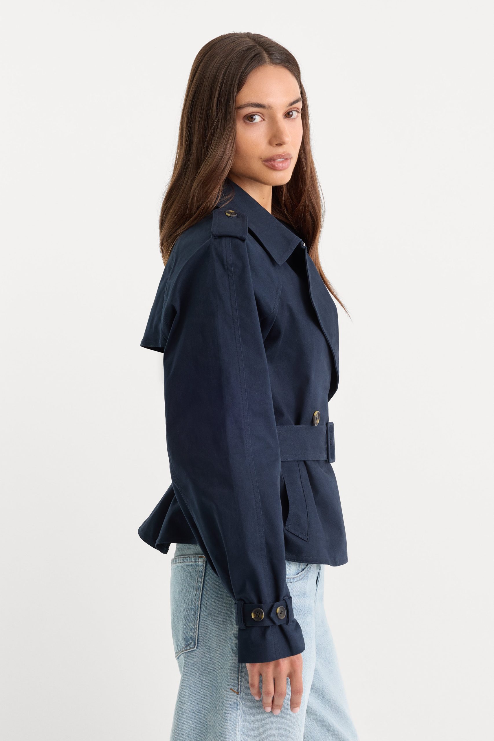 THE CROPPED TRENCH JACKET | NEW NAVY002 - Image 5