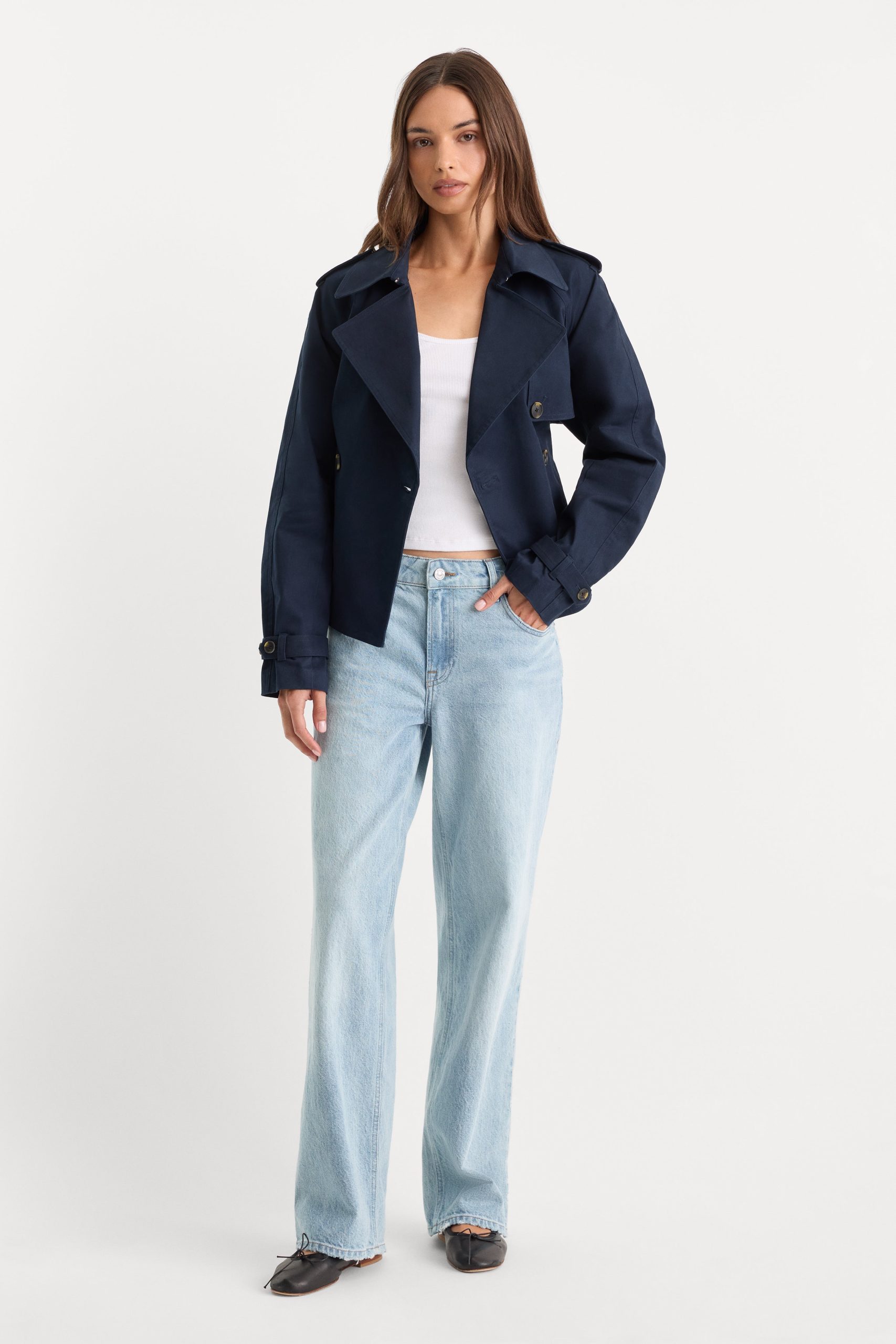 THE CROPPED TRENCH JACKET | NEW NAVY002 - Image 3