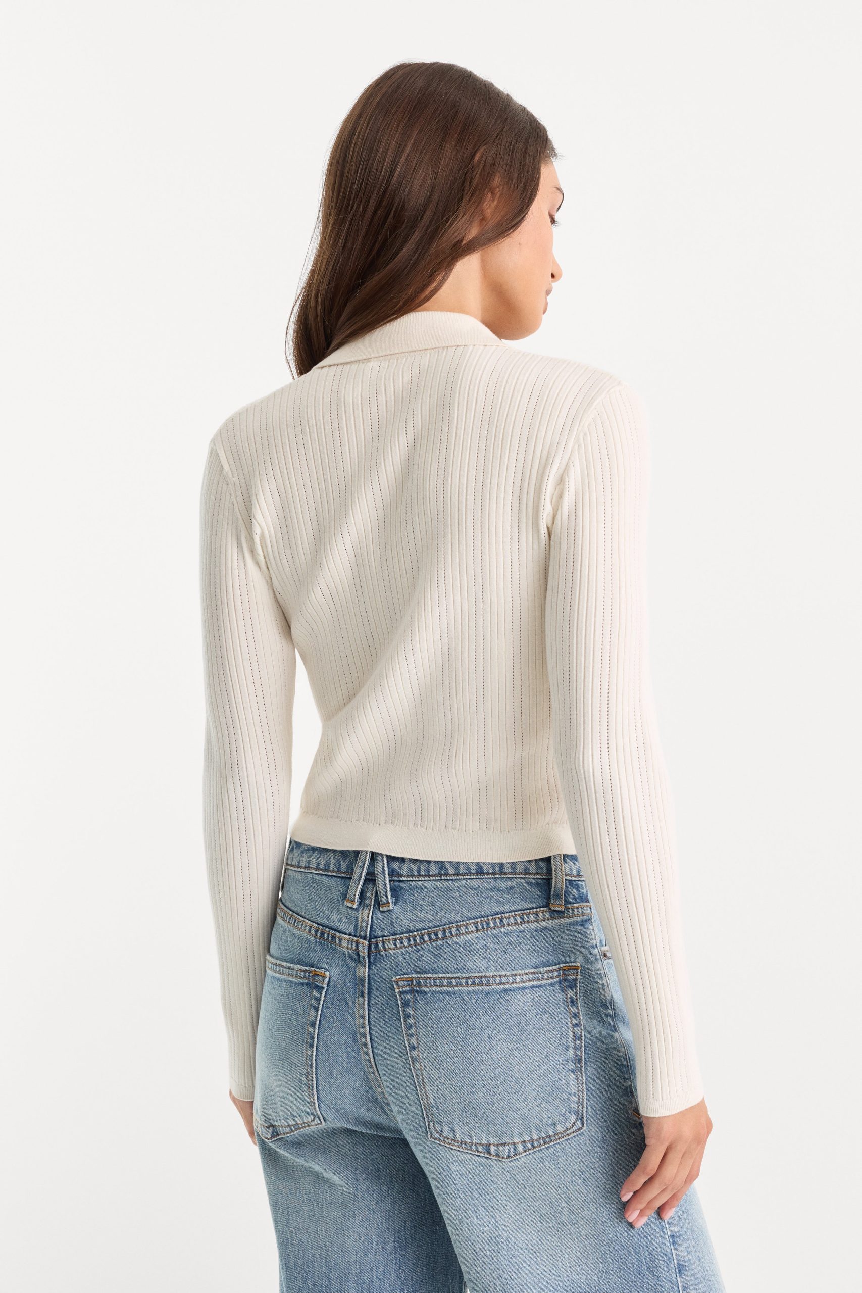 THE LADDER RIB CARDIGAN | CHALK - Image 5