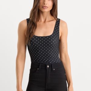THE WEIGHTLESS SCULPTING MODERN TANK BODYSUIT | MINI DOT BLACK