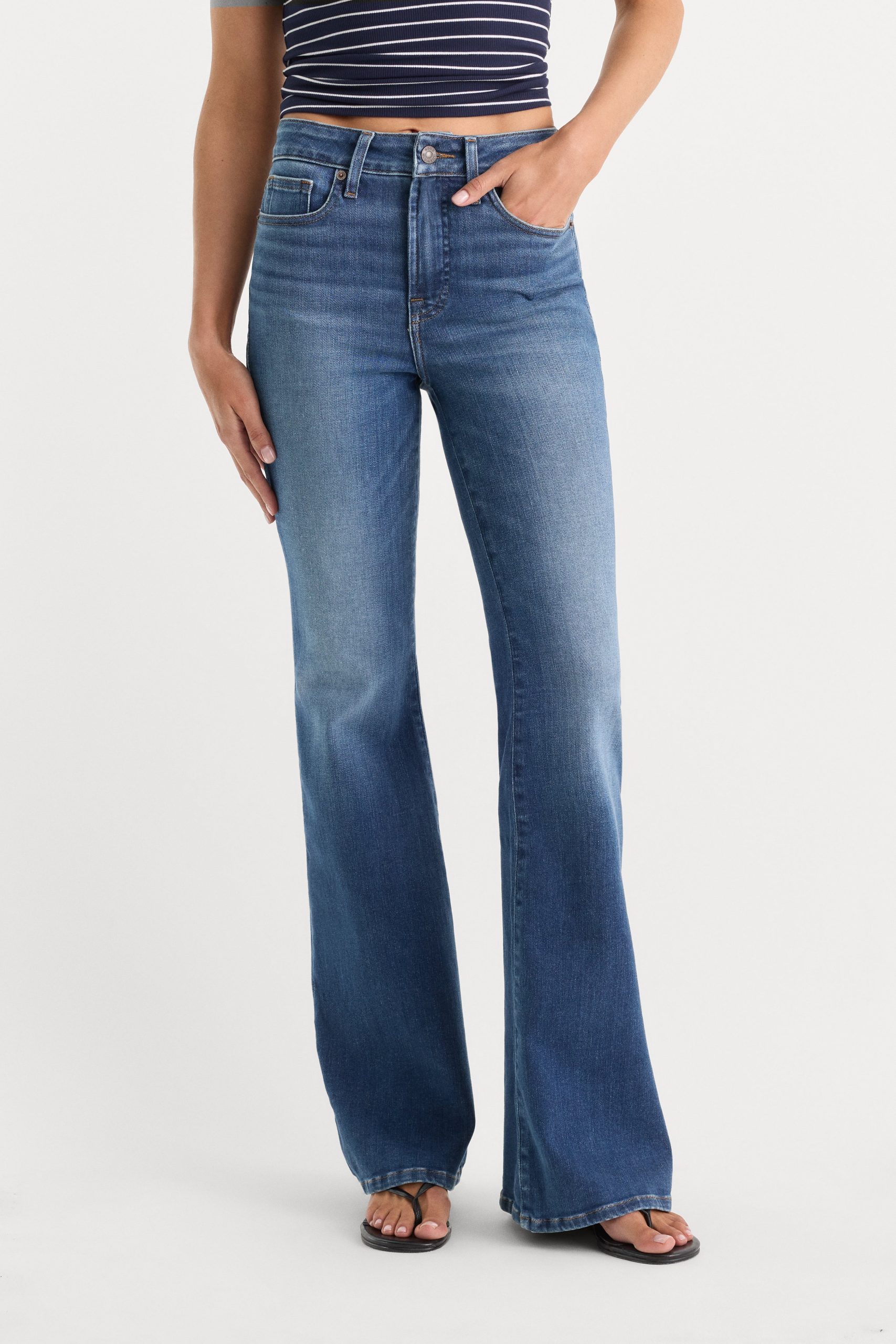 SOFT TECH GOOD LEGS FLARE JEANS | INDIGO1233 - Image 2