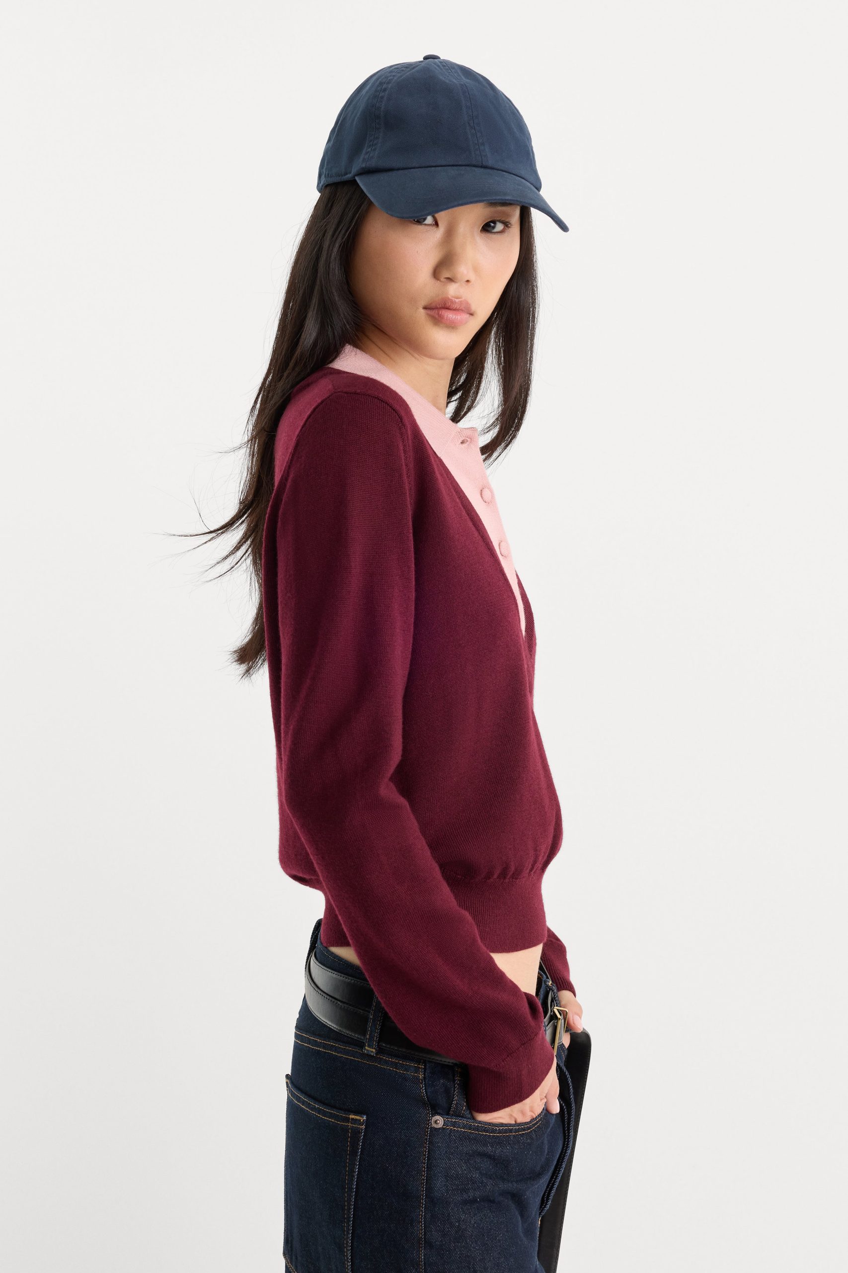 THE TWO IN ONE SWEATER | BERRY NOIR WITH BLUSH - Image 2