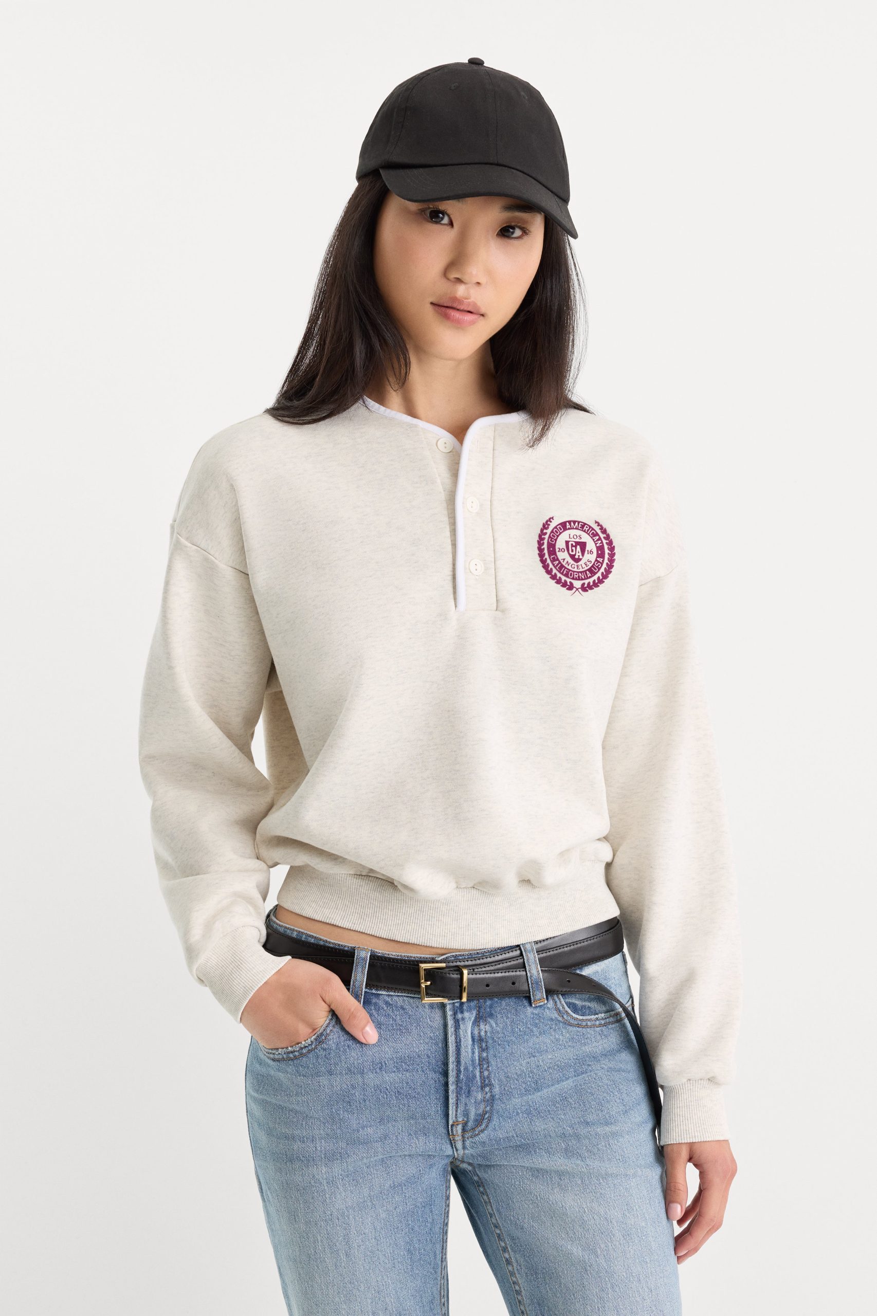 THE BRUSHED FLEECE HENLEY | OATMEAL - Image 2