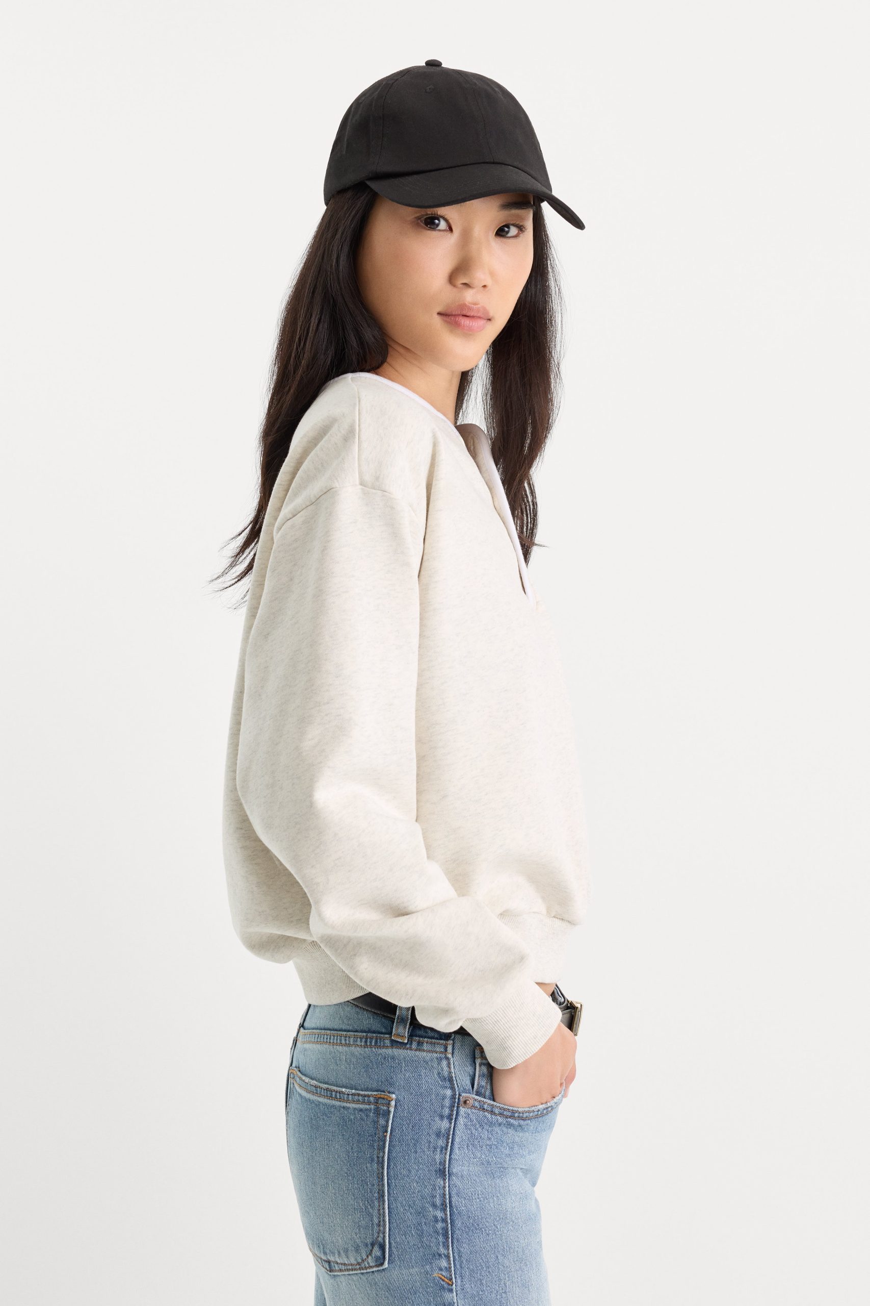 THE BRUSHED FLEECE HENLEY | OATMEAL - Image 4