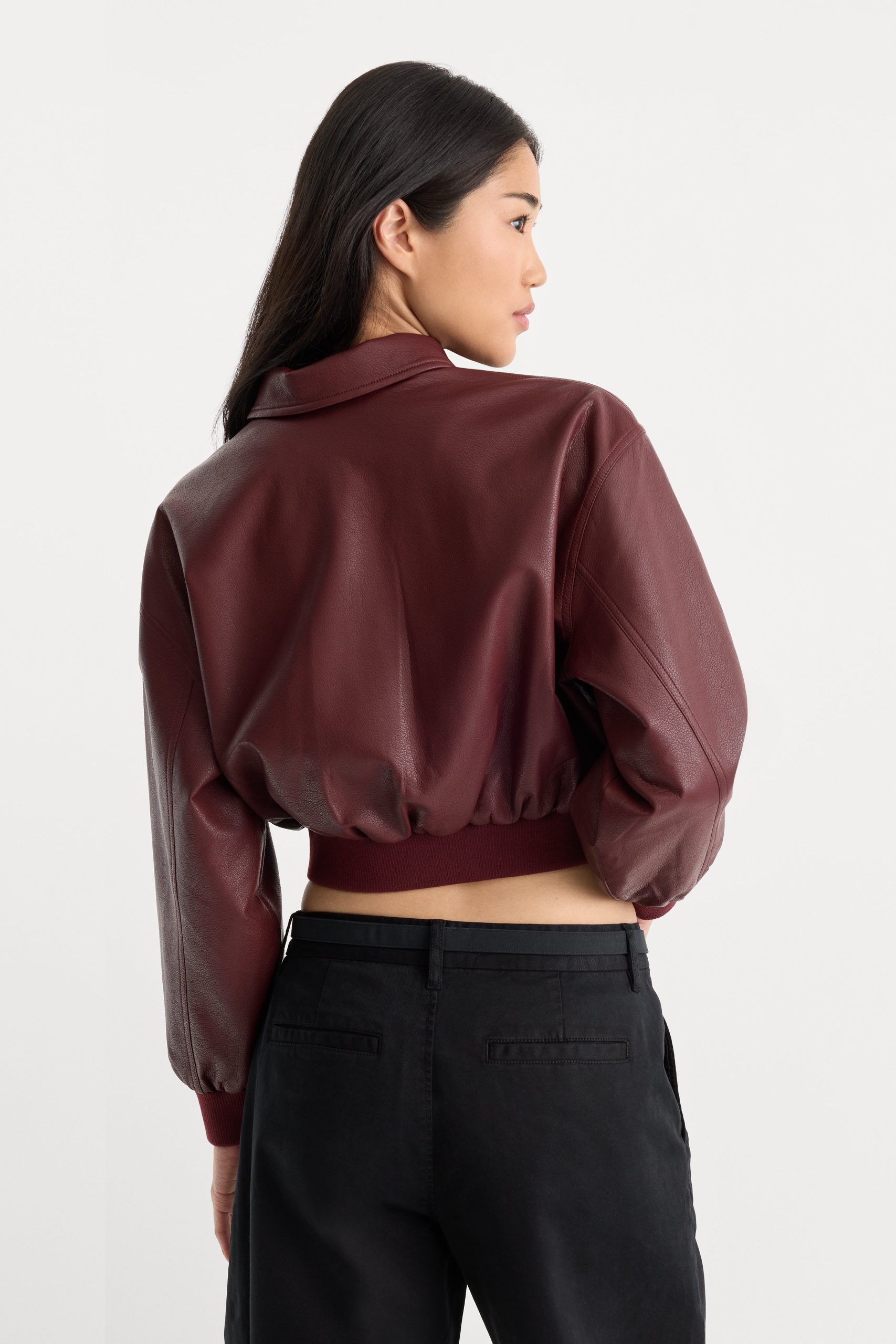 THE BETTER THAN LEATHER BOMBER JACKET | BERRY NOIR - Image 4
